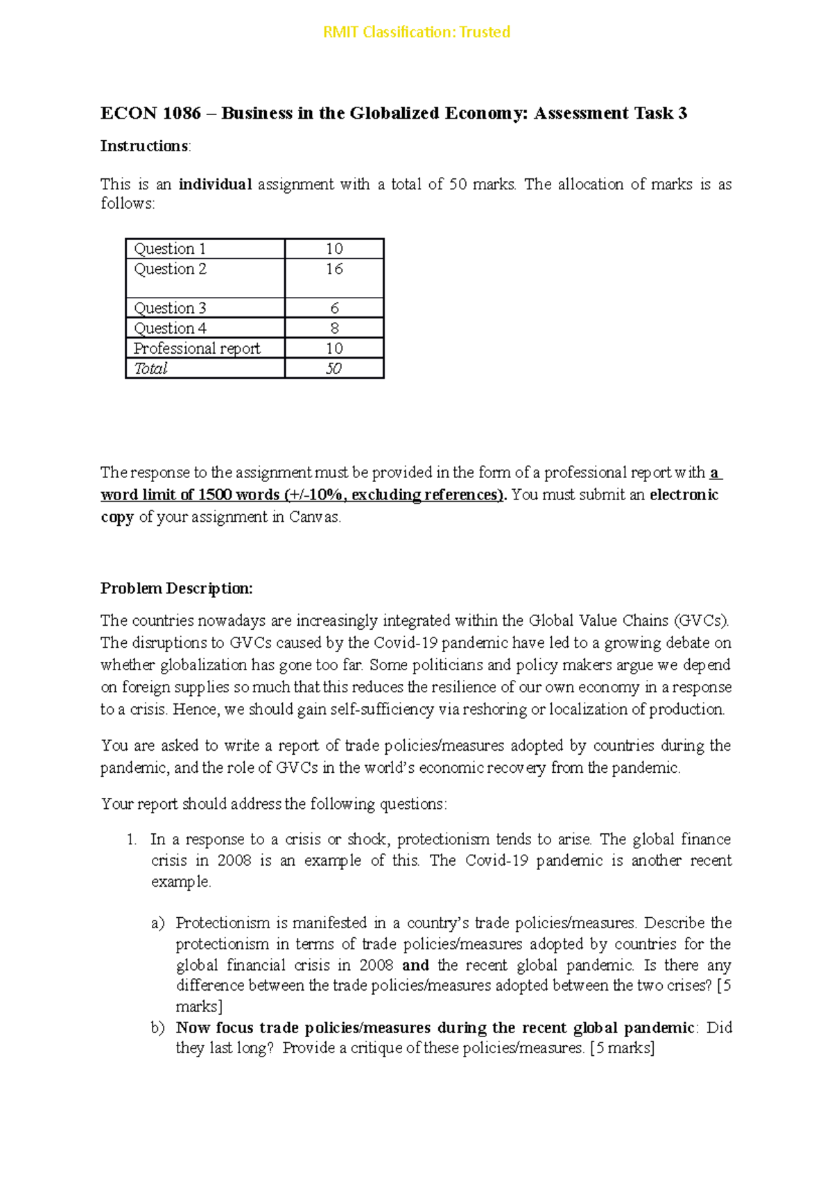 economics task 3 case study memorandum