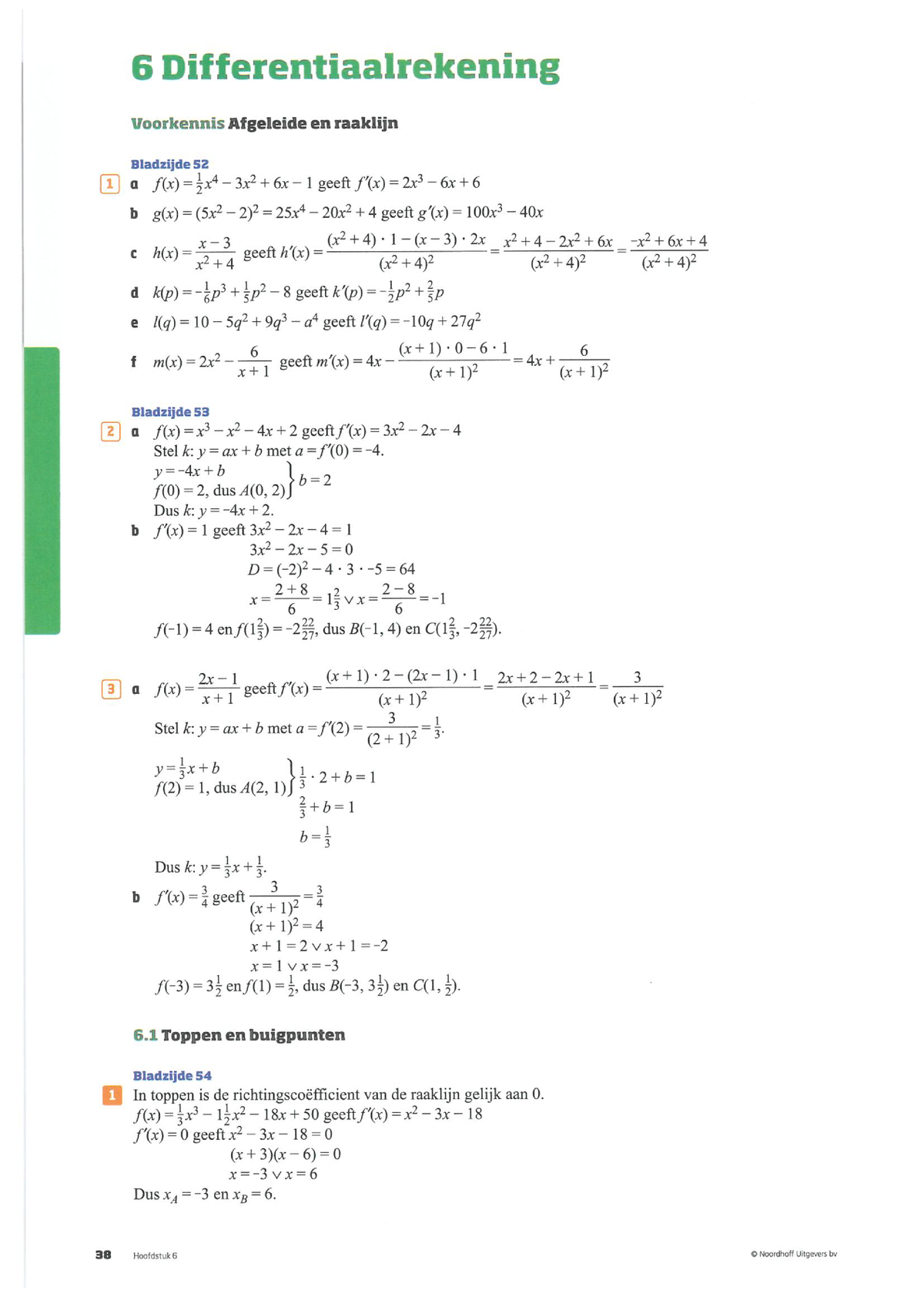 Vwo-wi B Deel2 Hoofdstuk 6 Differentiaalrekening - Wiskunde B - Studeersnel