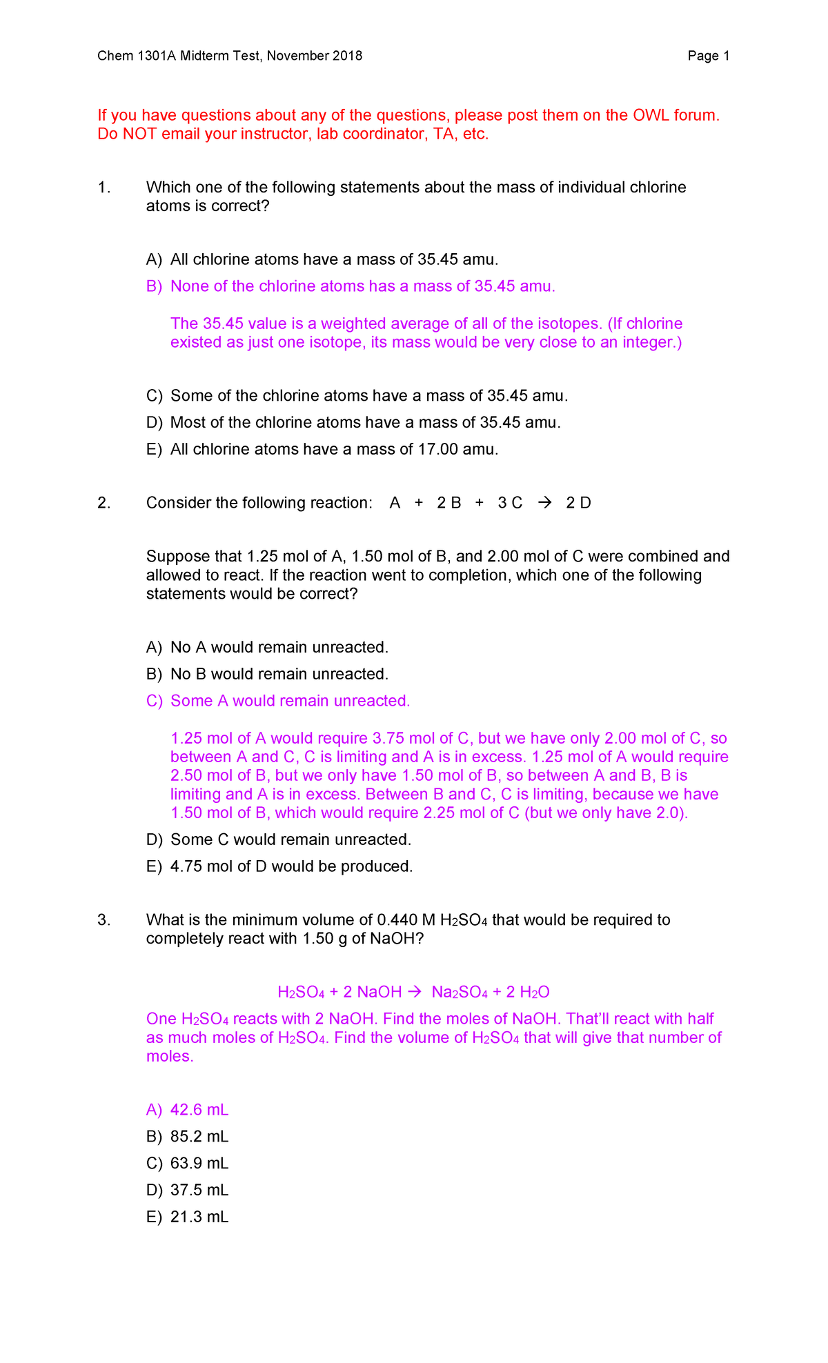 2018 Midterm Test Answers - If you have questions about any of the ...