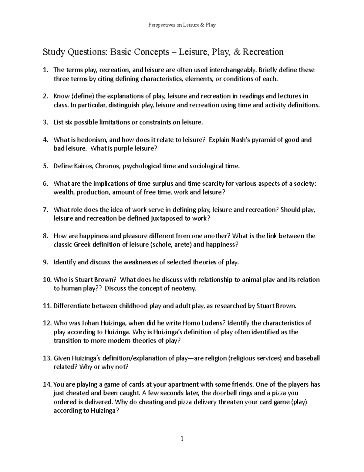 3Study Q - Basic Concepts - Perspectives on Leisure & Play Study ...
