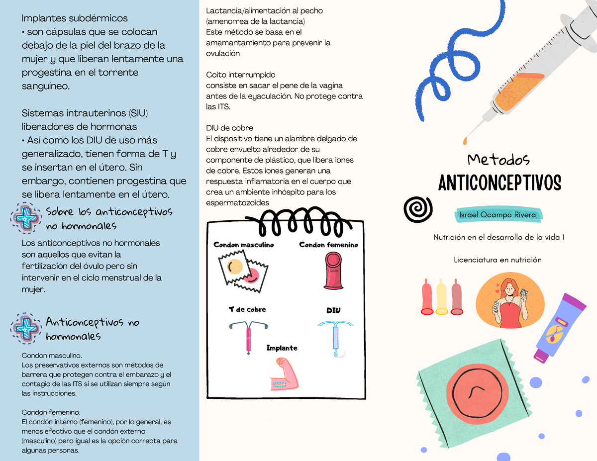 Métodos anticonceptivos - Los anticonceptivos no hormonales son aquellos  que evitan la - Studocu