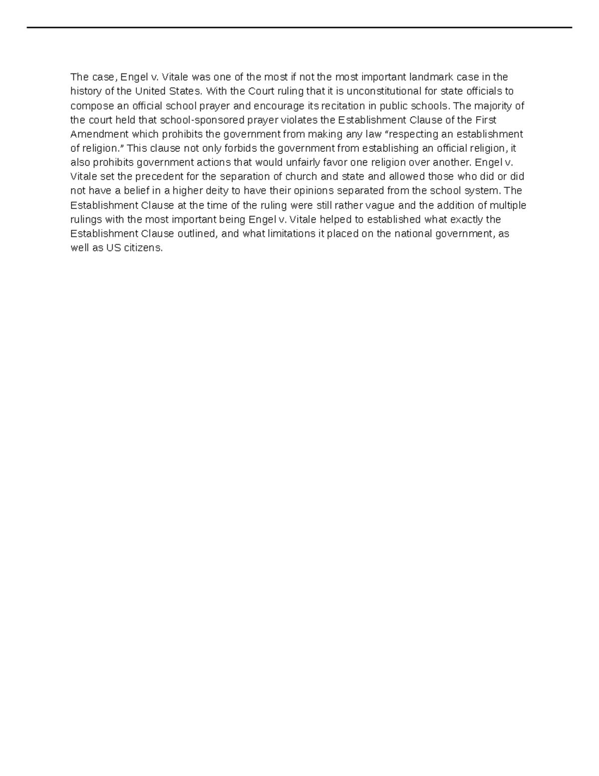 Engel Vs Vitale essay The case, Engel v. Vitale was one of the most
