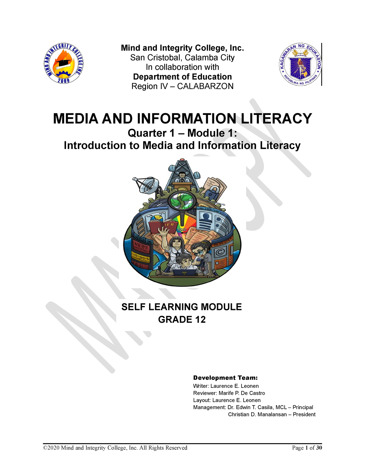 Media And Information Literacy Q1 M1 1 - Mind And Integrity College ...