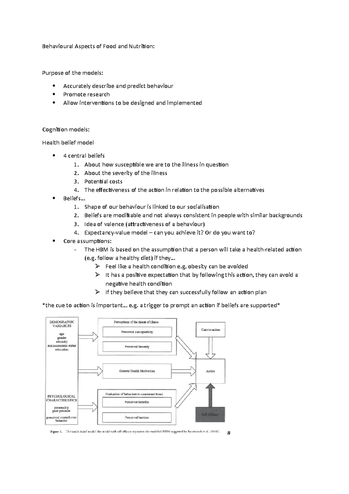 Lecture 1 - Models of Health Behaviour - Behavioural Aspects of Food ...