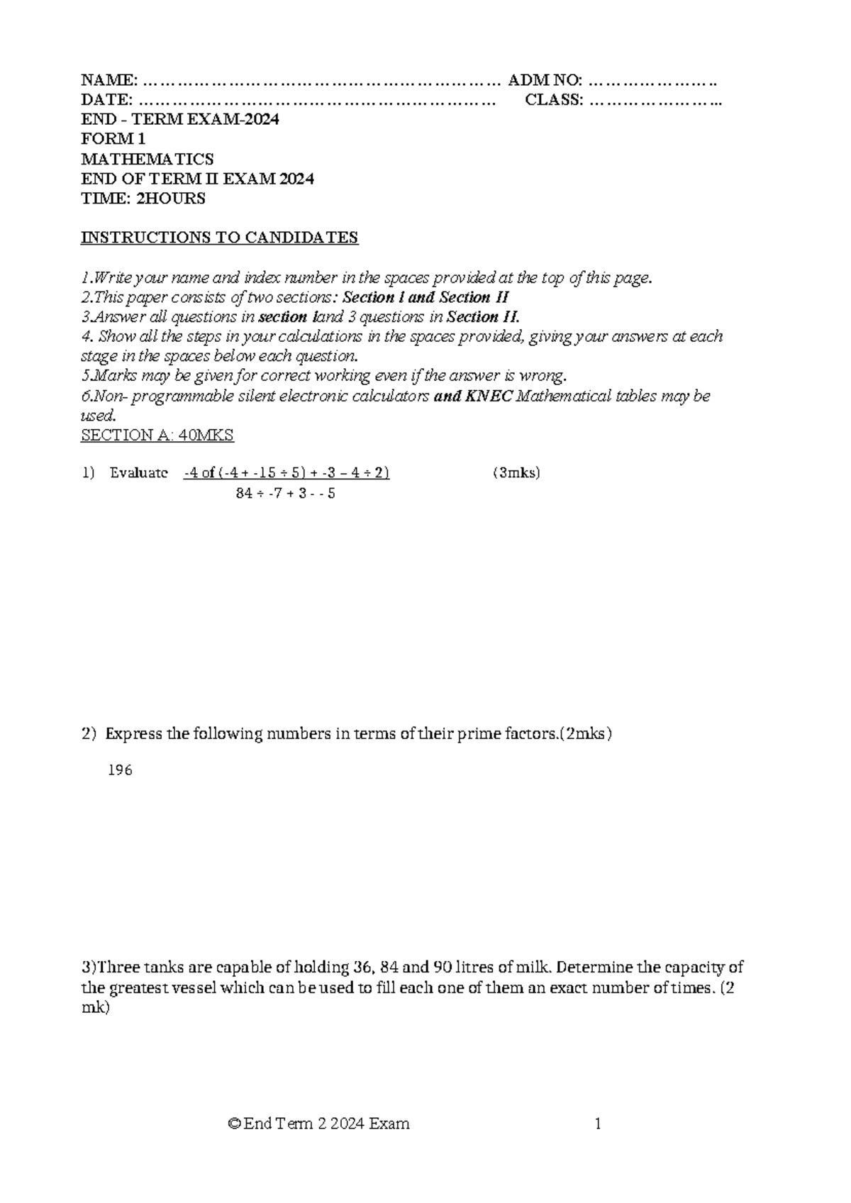 MATH-F1-QNS - PREPATIONS - NAME