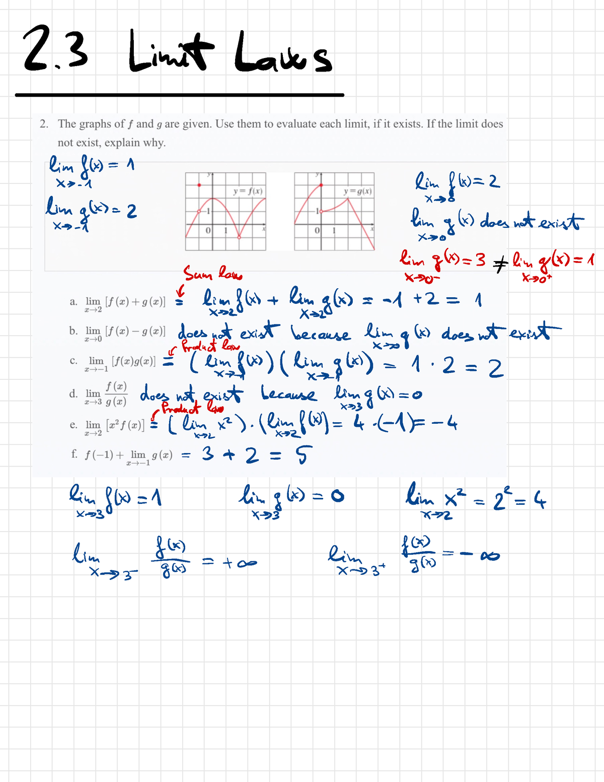 2 Limits Using Limit Laws 2 Limit Laus Him Ft 1 → R Him Flx → O Him Glx 2 → N 0607