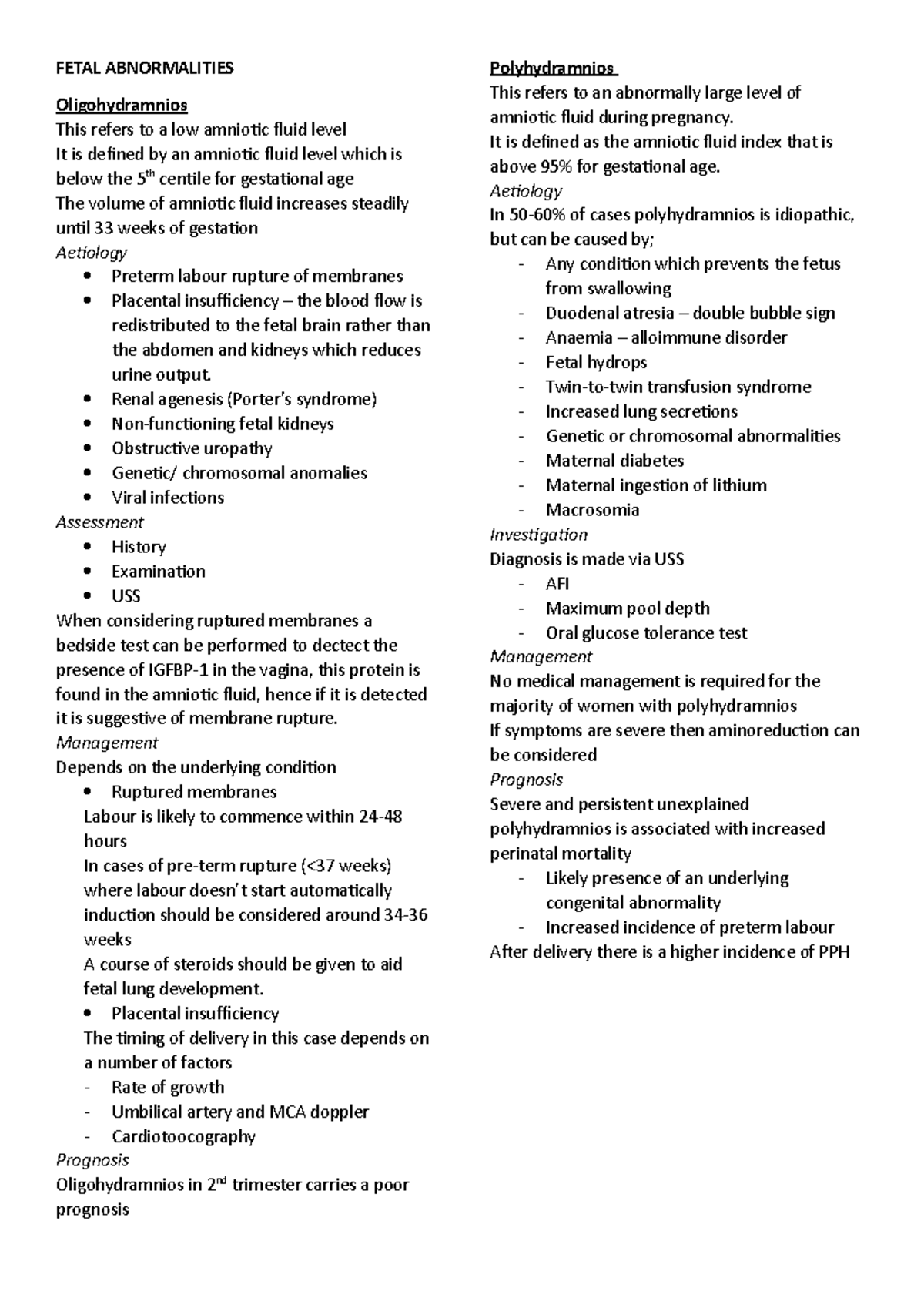 What Does Fetal Abnormalities Means