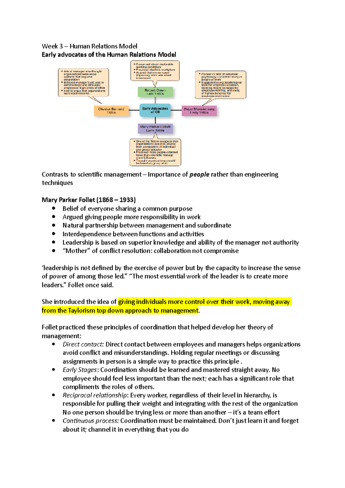 Week 3 - Human Relations Model Notes - Week 3 – Human Relations Model ...