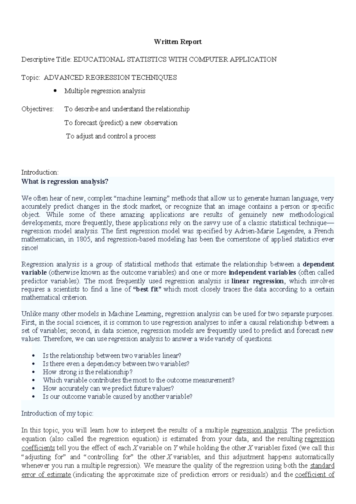Educational- Statistics-11 - Written Report Descriptive Title ...