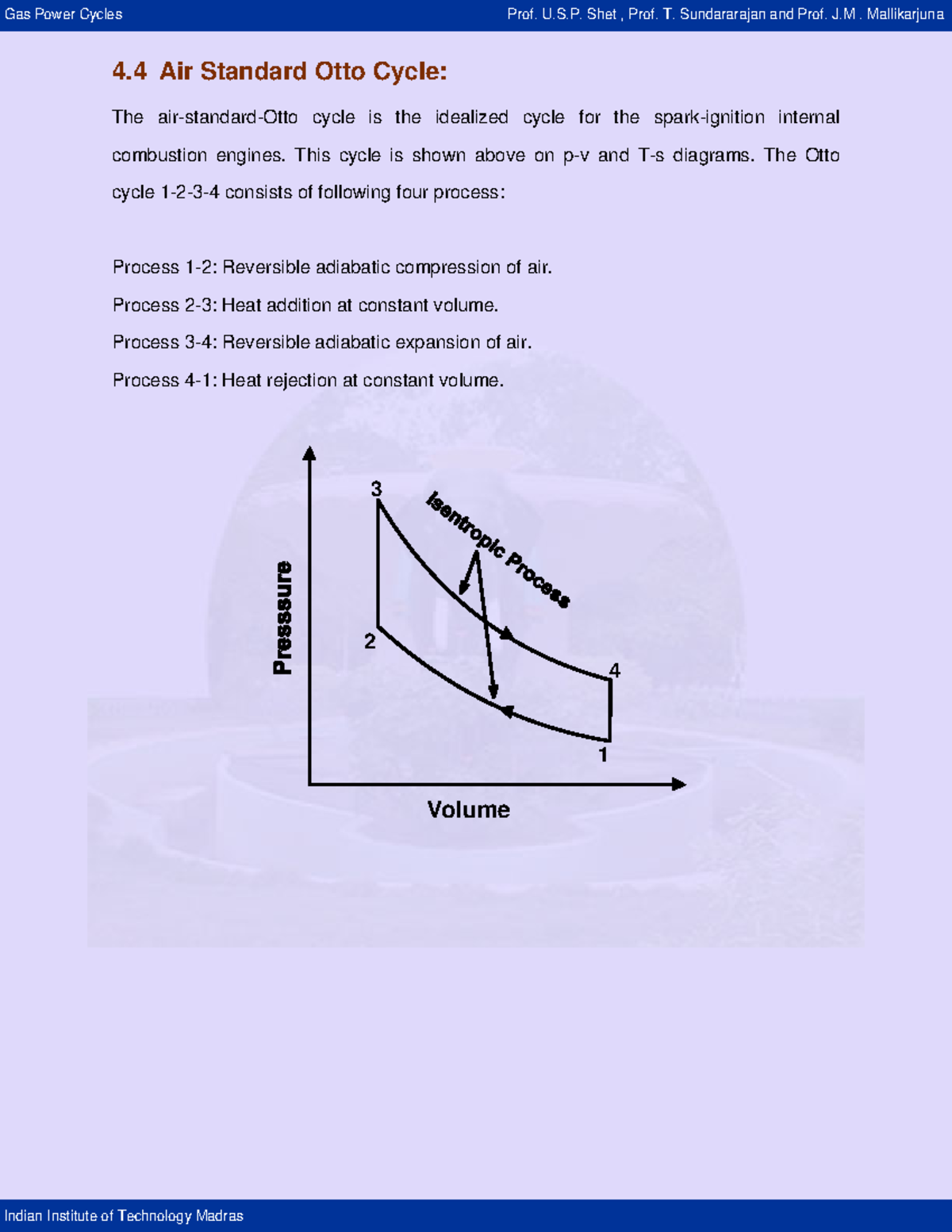 Otto cycle - 4 Air Standard Otto Cycle: The air-standard-Otto cycle is ...