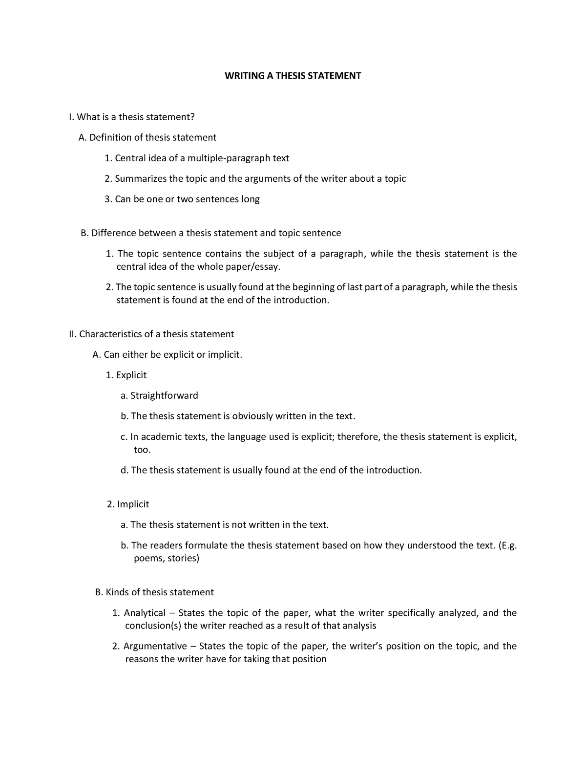 thesis statement eapp lesson plan