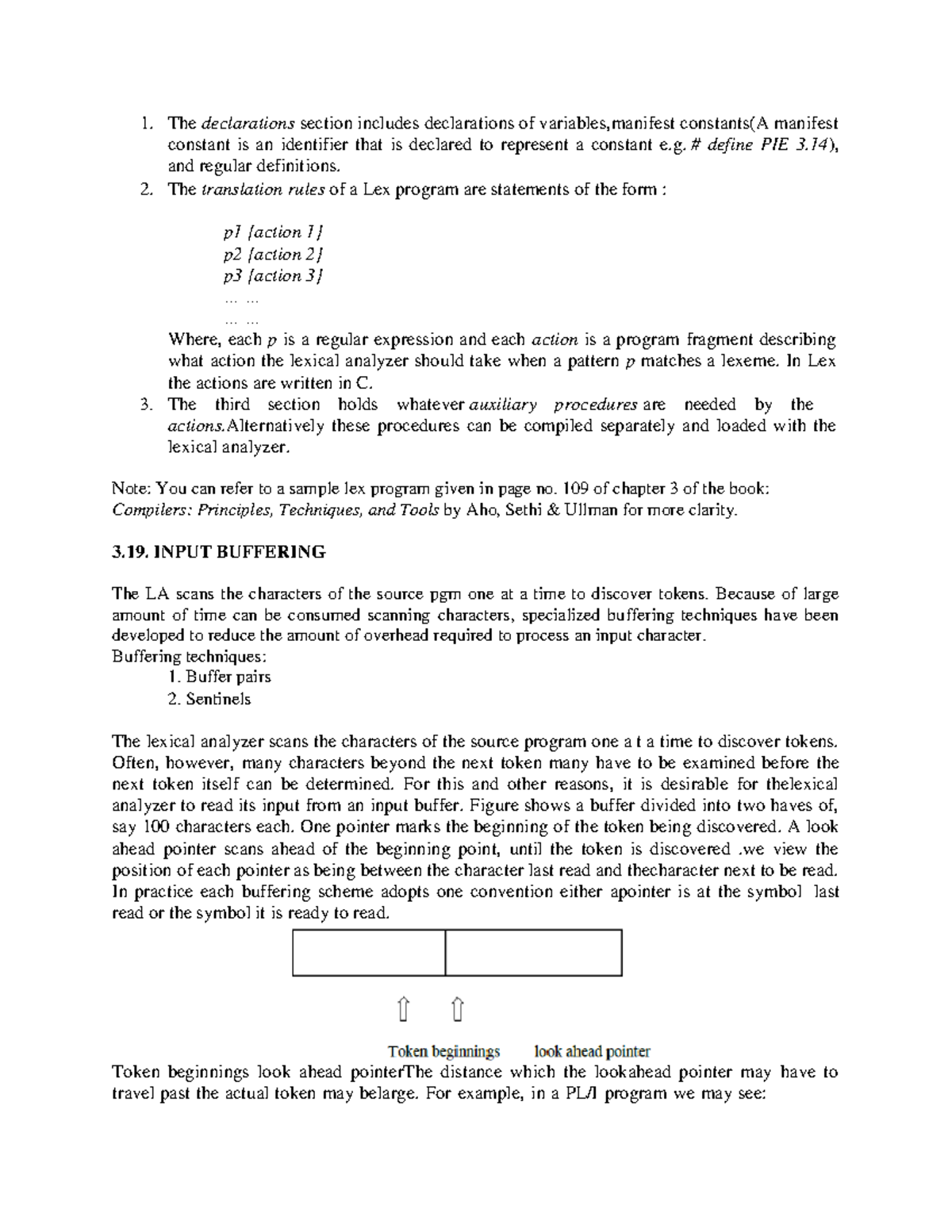 Input Buffering - The declarations section includes declarations of ...