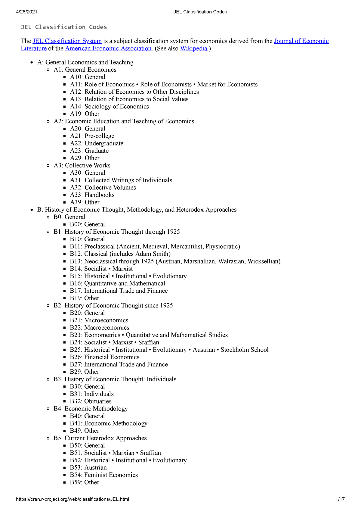 jel classification in research paper