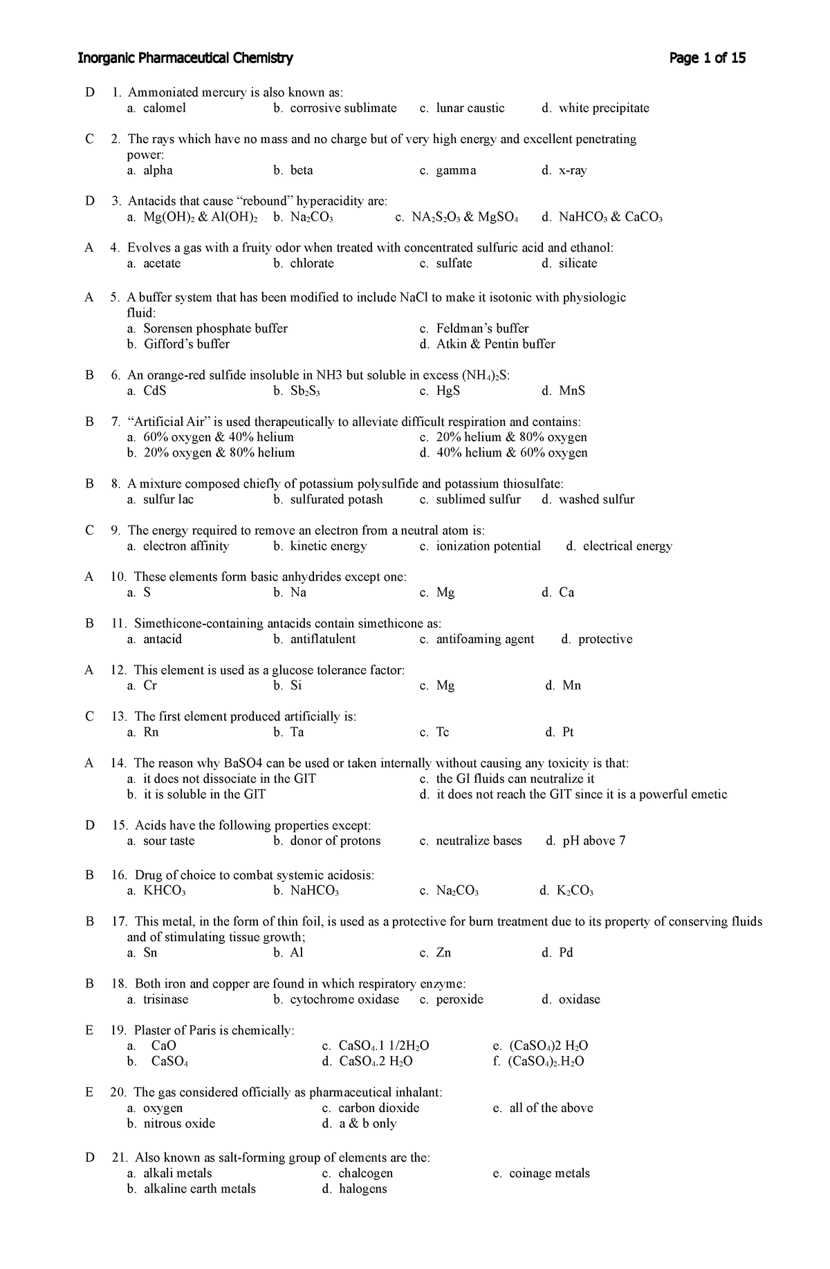 Inorganic-Pharmaceutical-Chemistry - D 1. Ammoniated mercury is also ...