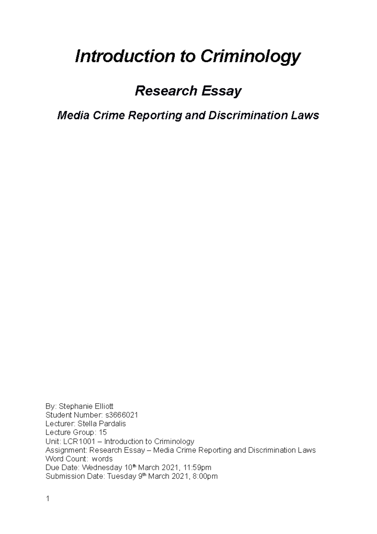 criminology research essay