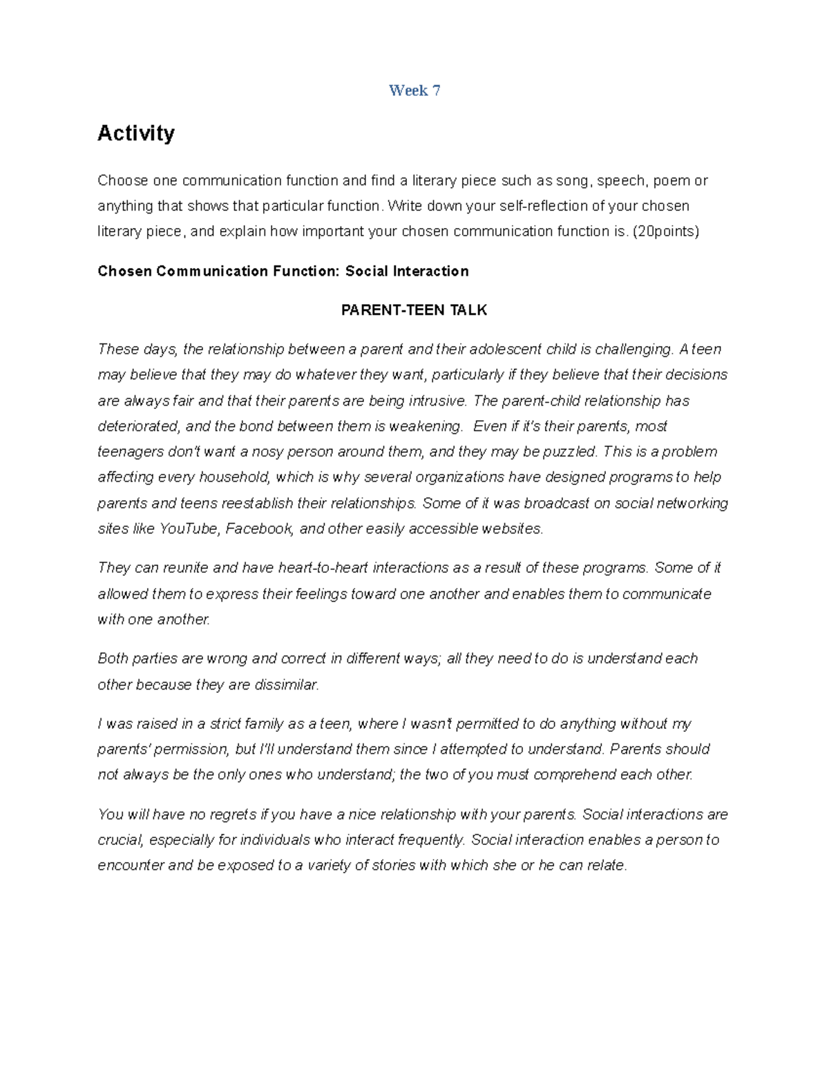 Purposive Communication-WEEK 7 Answer Sheet - Week 7 Activity Choose ...