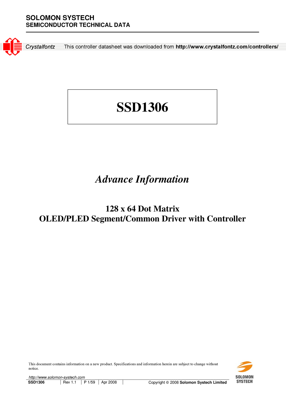 ssd1306-v1-datasheet-solomon-systech-semiconductor-technical-data