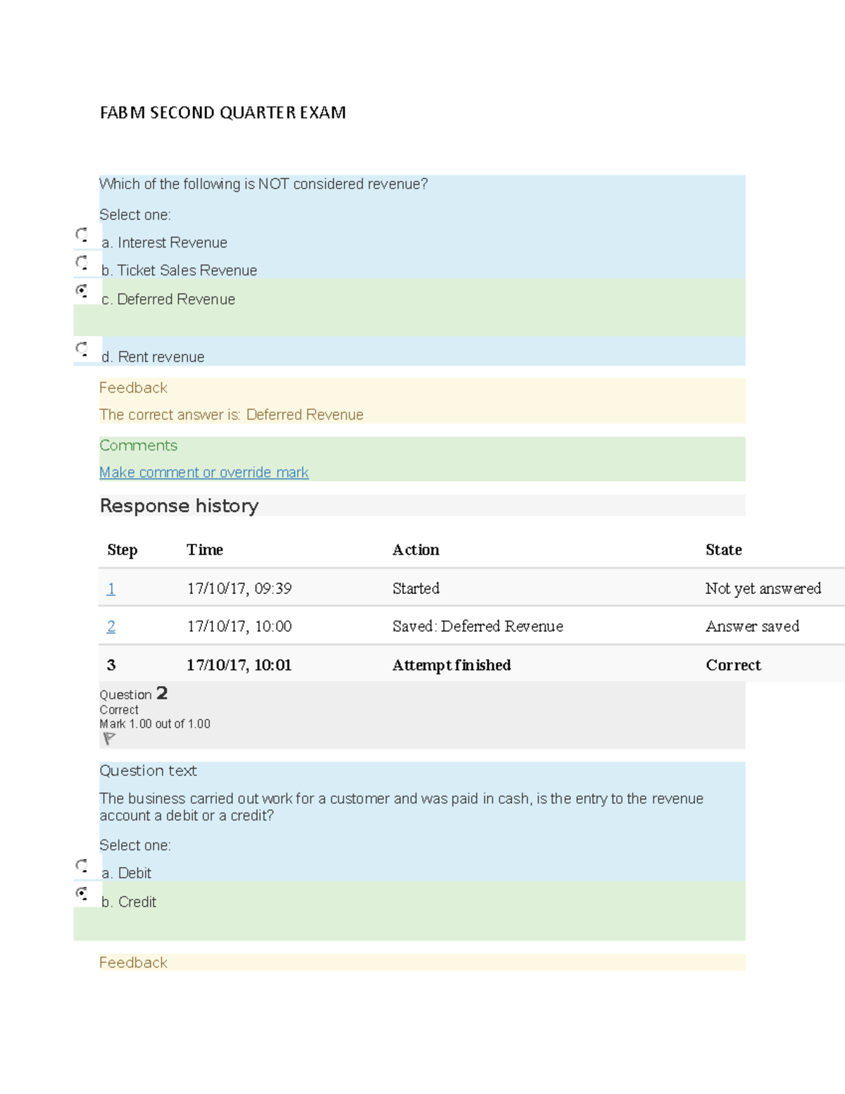 FABM Second Quarter EXAM SECOND SEMESTER - FABM SECOND QUARTER EXAM ...