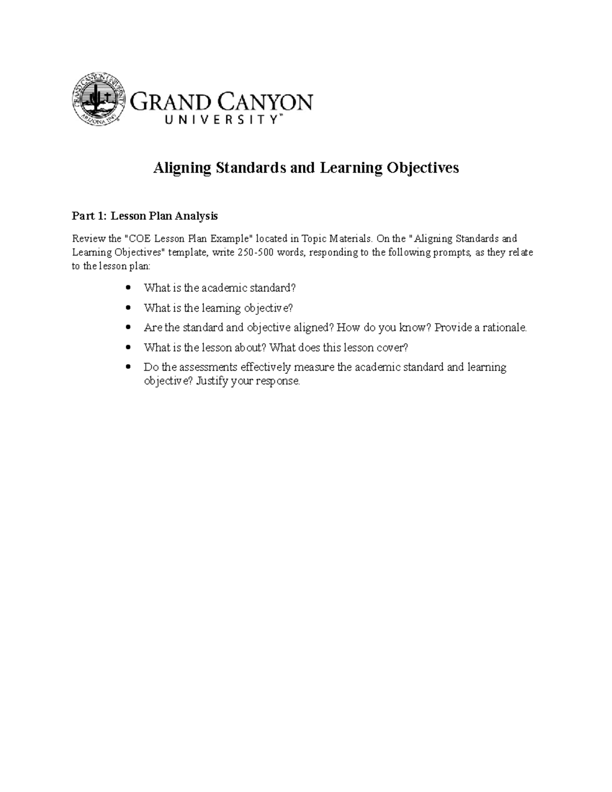 ELM210DT2Aligning Standards and Learning Objectives Aligning