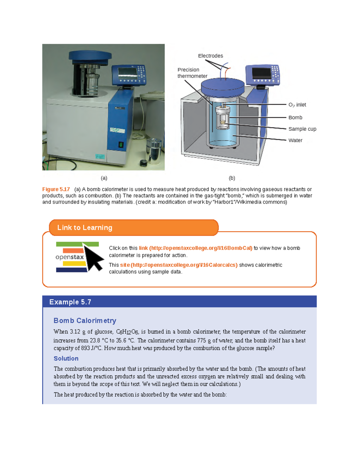 Chemistry Essential Ideas 21 Figure 5 (a) A bomb calorimeter is