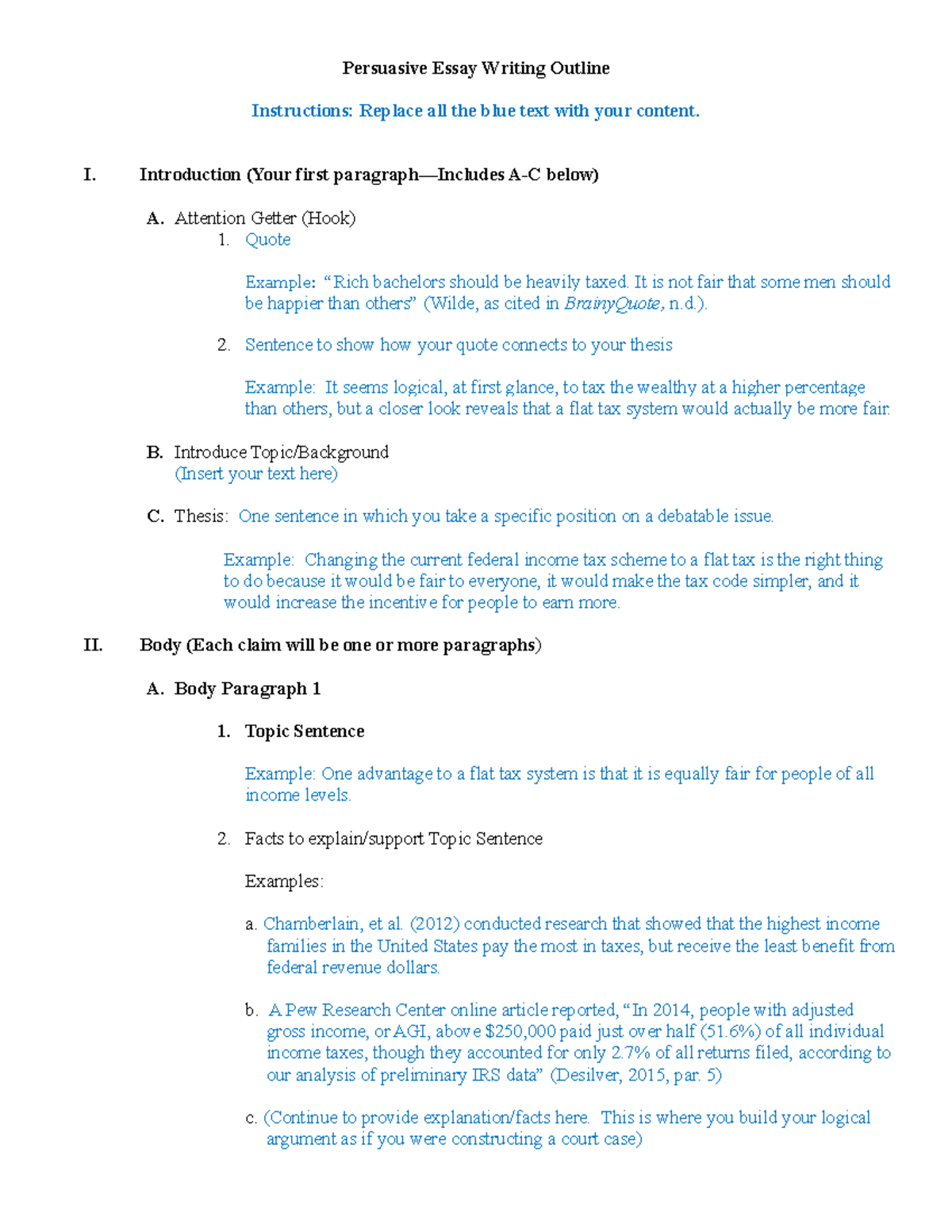 3.5 and 4.4 Persuasive Sample Outline copy - Persuasive Essay Writing ...