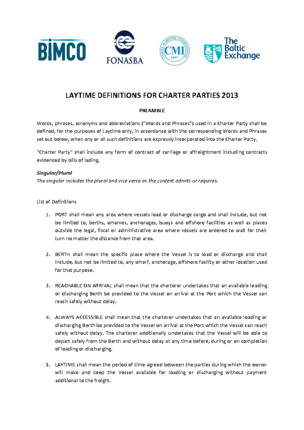 Laytime Definitions for Charter Parties 2013 v2 - LAYTIME DEFINITIONS ...