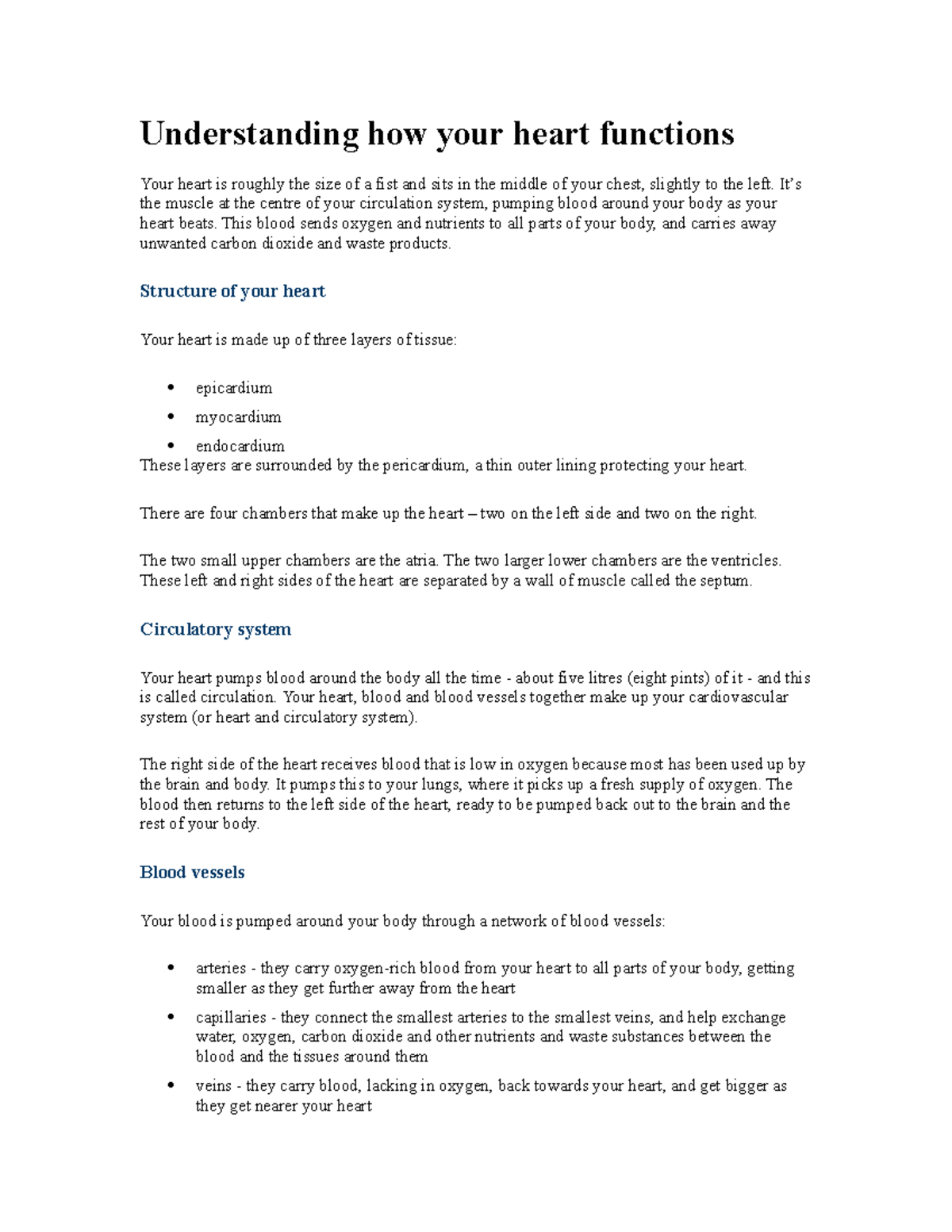 Understanding how your heart functions - It’s the muscle at the centre ...
