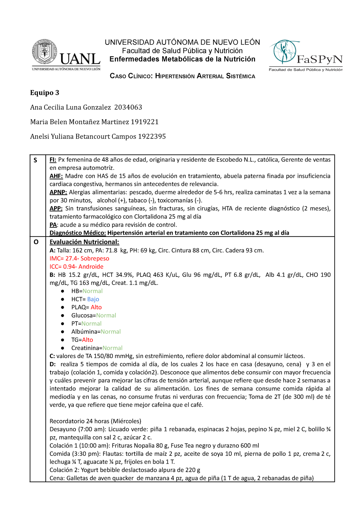 Caso Clínico Has Evidencia Docx Universidad AutÓnoma De Nuevo LeÓn Facultad De Salud Pública 3628