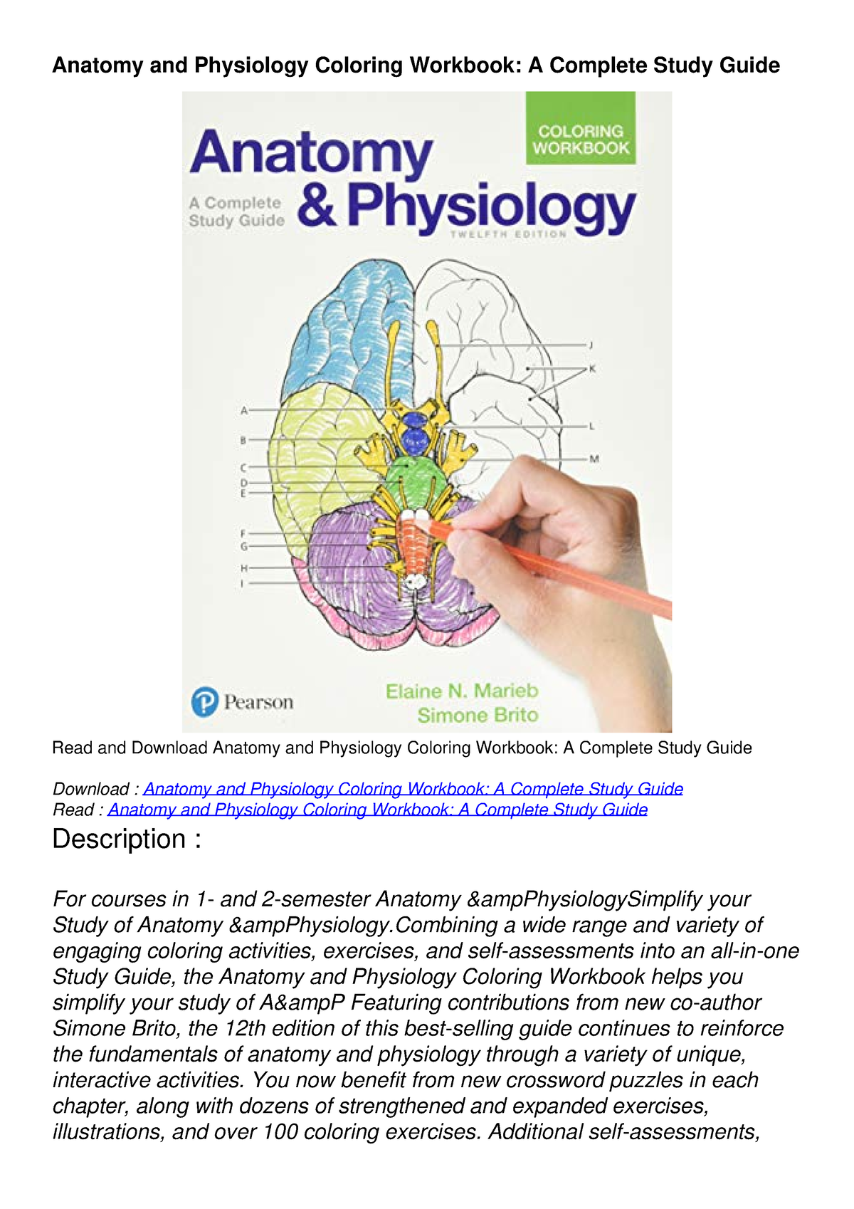 [PDF] DOWNLOAD Anatomy and Physiology Coloring Workbook: A Complete ...