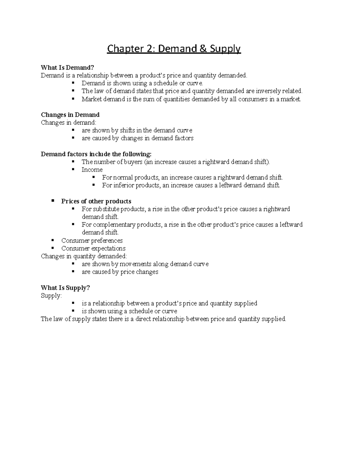 Chapter 2 Demand & Supply - Chapter 2: Demand & Supply What Is Demand ...