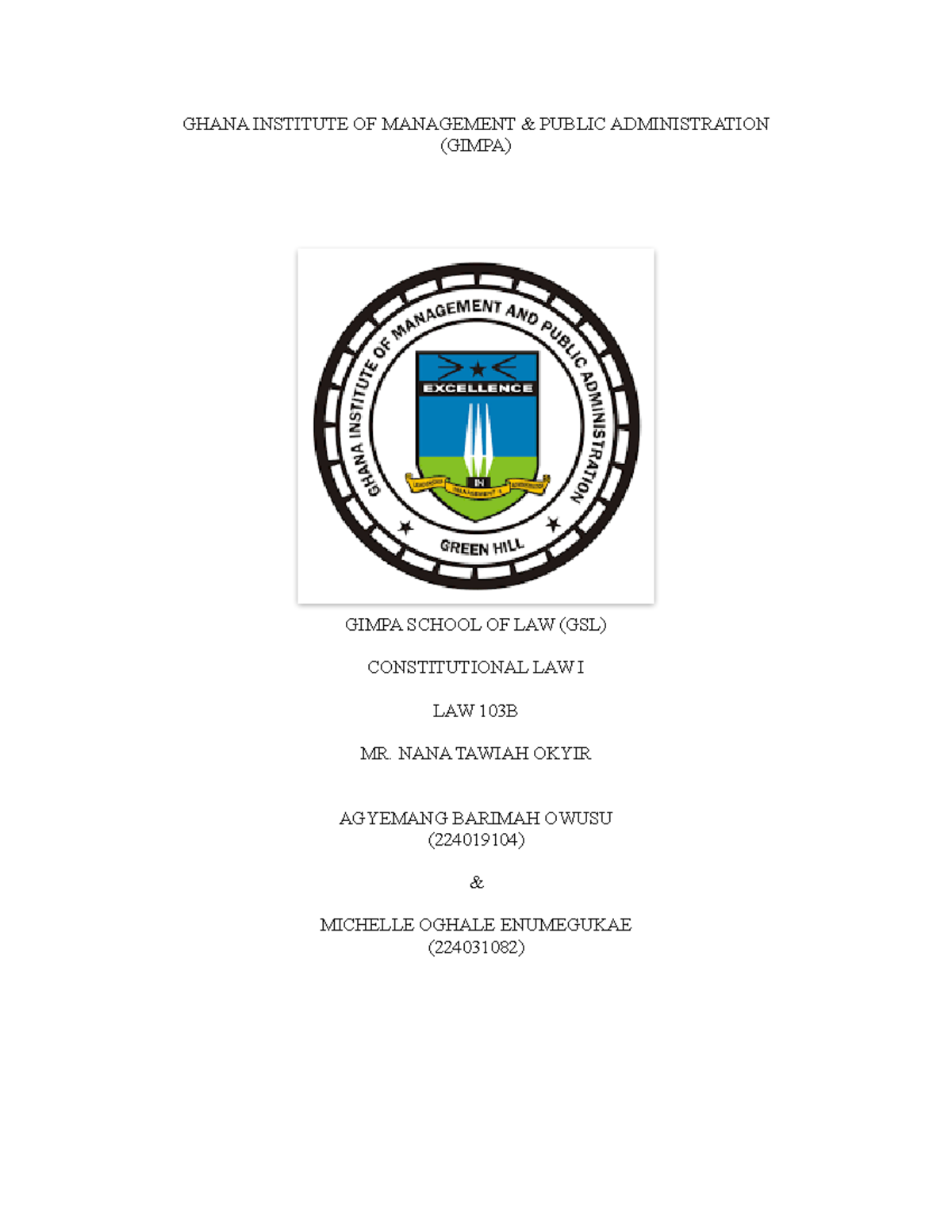 Analysis EX Parte Bannerman BOA - GHANA INSTITUTE OF MANAGEMENT