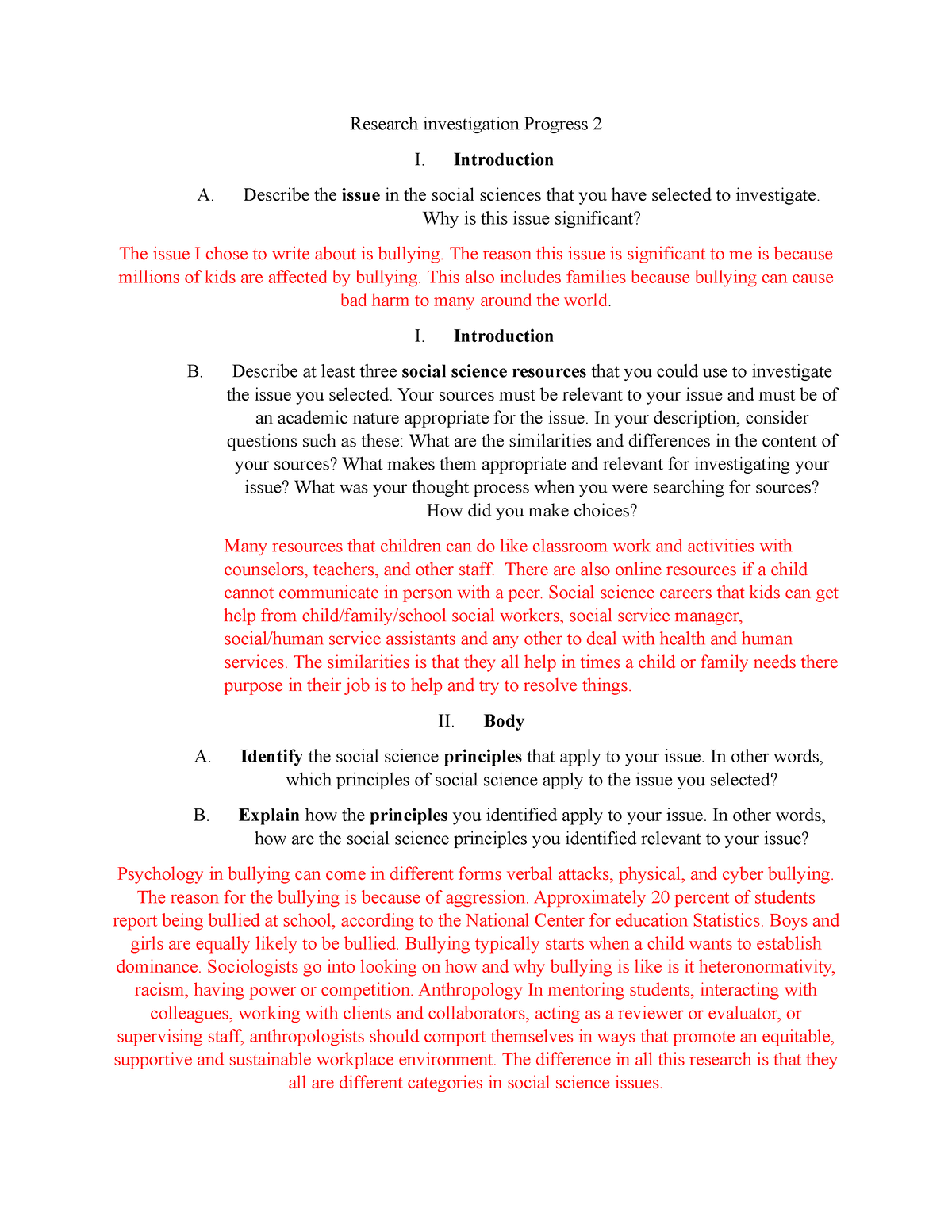 Research Investigation Progress 2 Introduction A Describe The Issue In The Social Sciences 4288