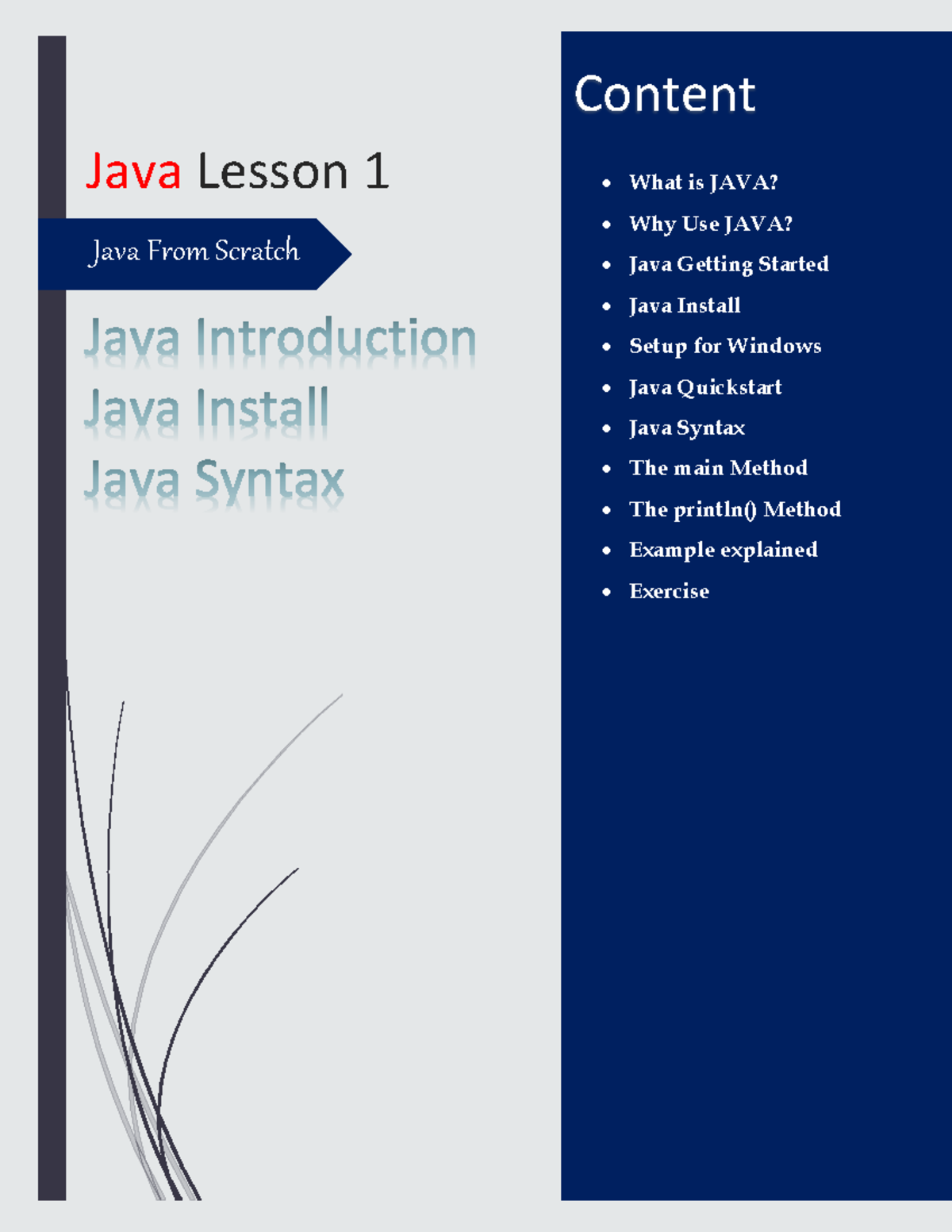 Java Lesson 1 - FOR SELF STUDY, JAVA LANGUAGE - Java Lesson 1 Content ...