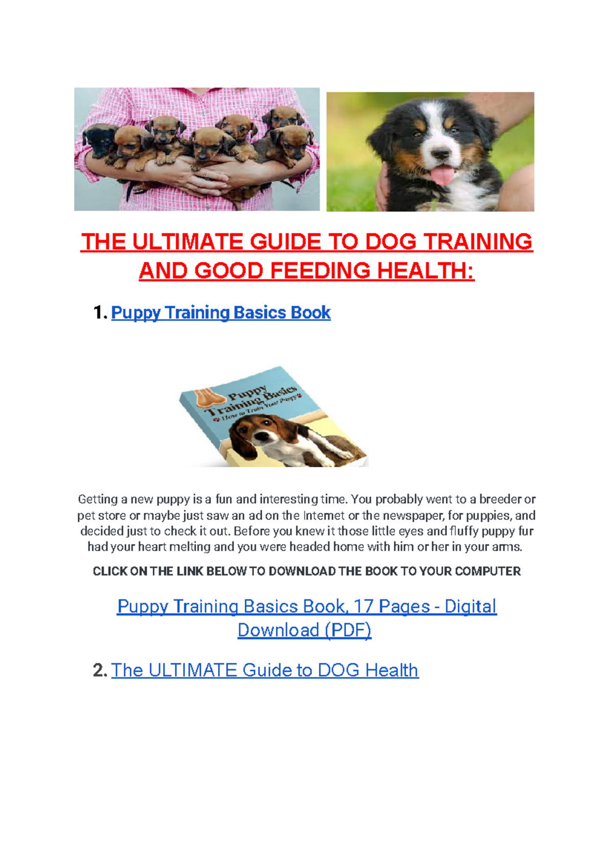 The Ultimate Guide to DOG Health - THE ULTIMATE GUIDE TO DOG TRAINING ...