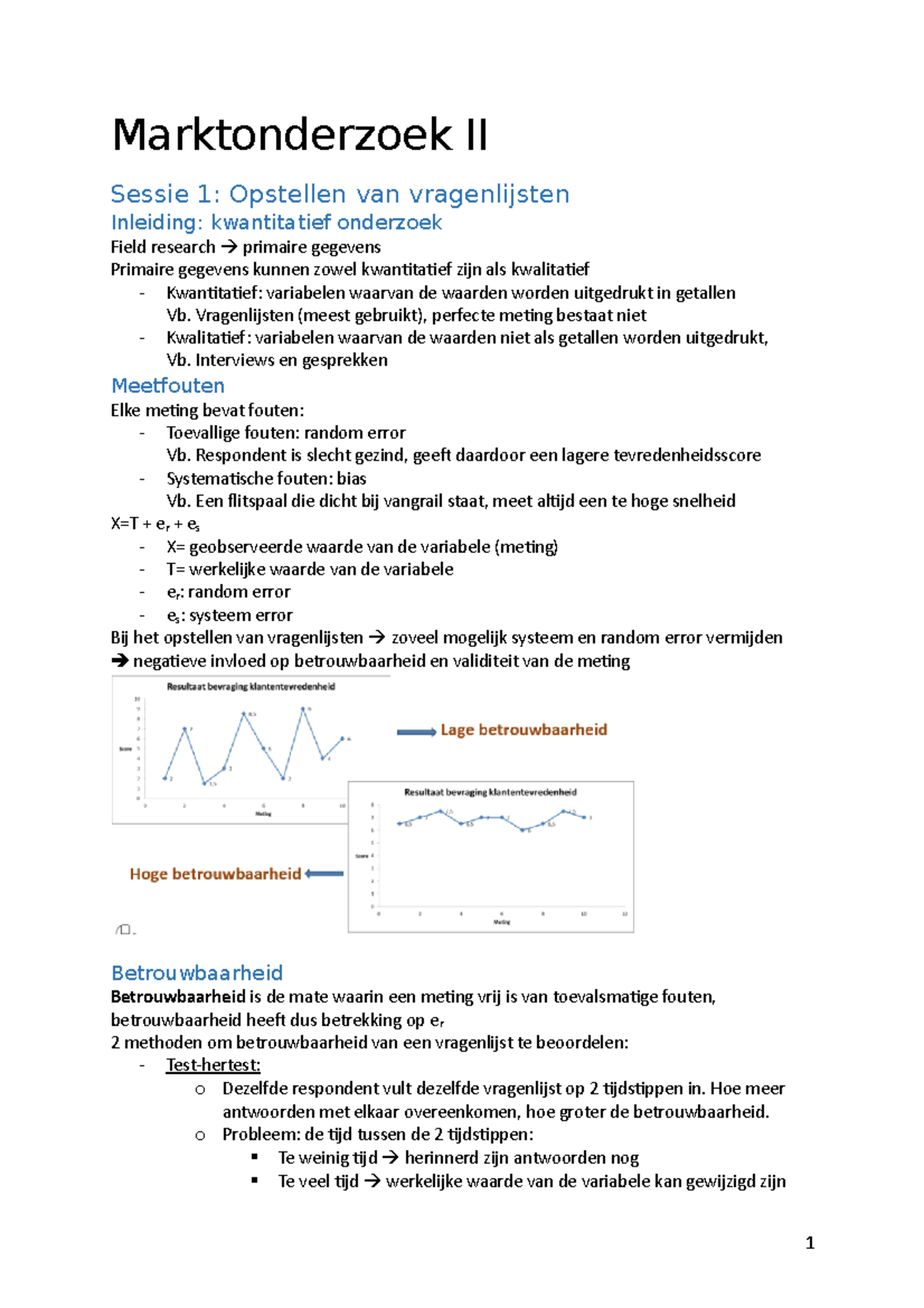 Marktonderzoek II Samenvatting - Marktonderzoek II Sessie 1: Opstellen ...