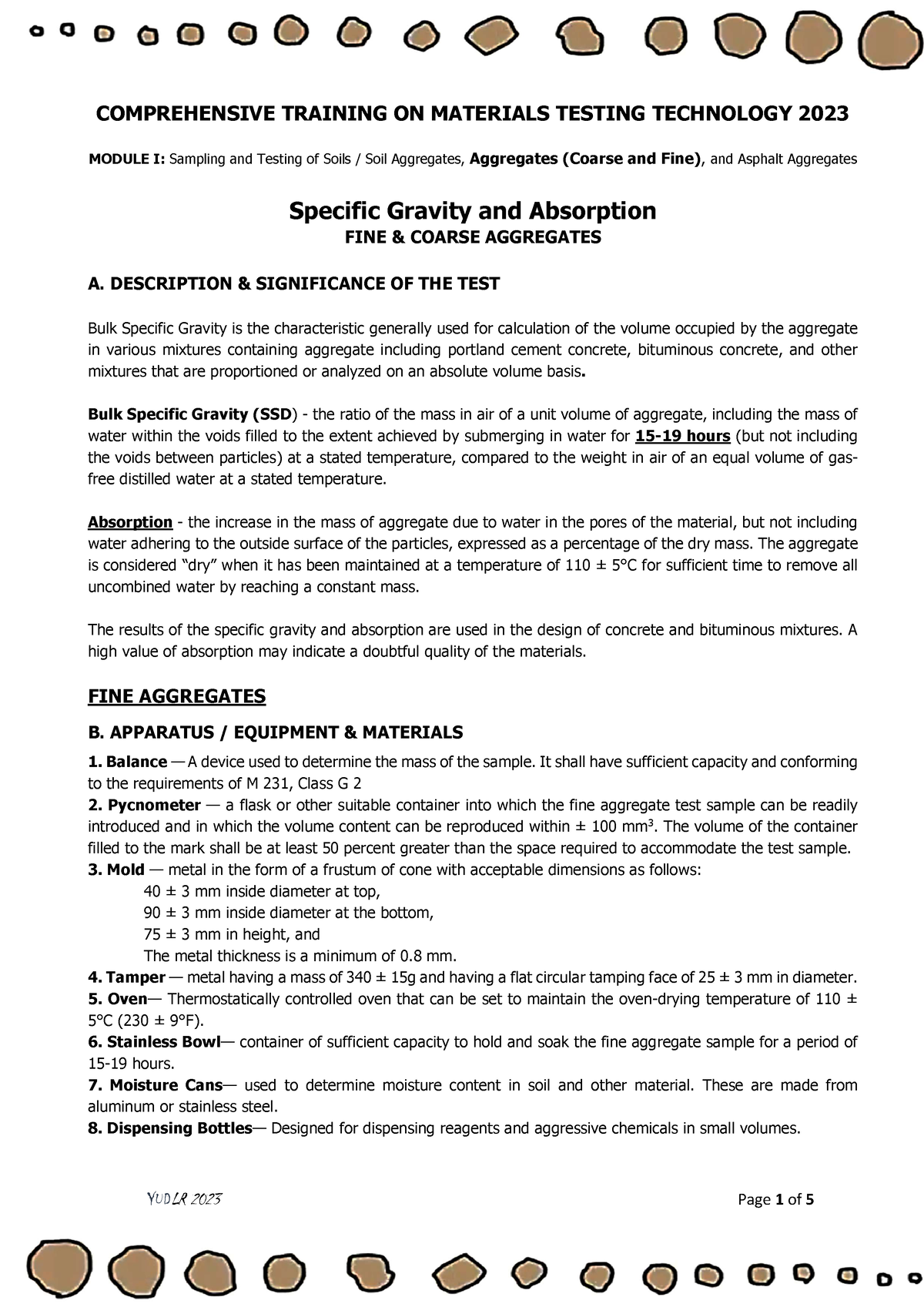 Specific-Gravity-and-Absorption-FA CA - COMPREHENSIVE TRAINING ON ...