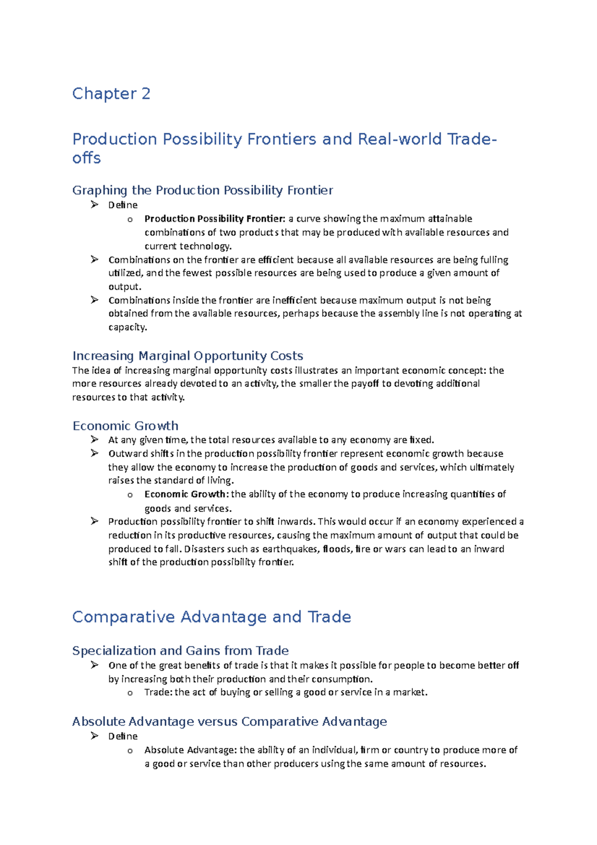 Chapter 2 - Lecture Notes 2 - Chapter 2 Production Possibility ...