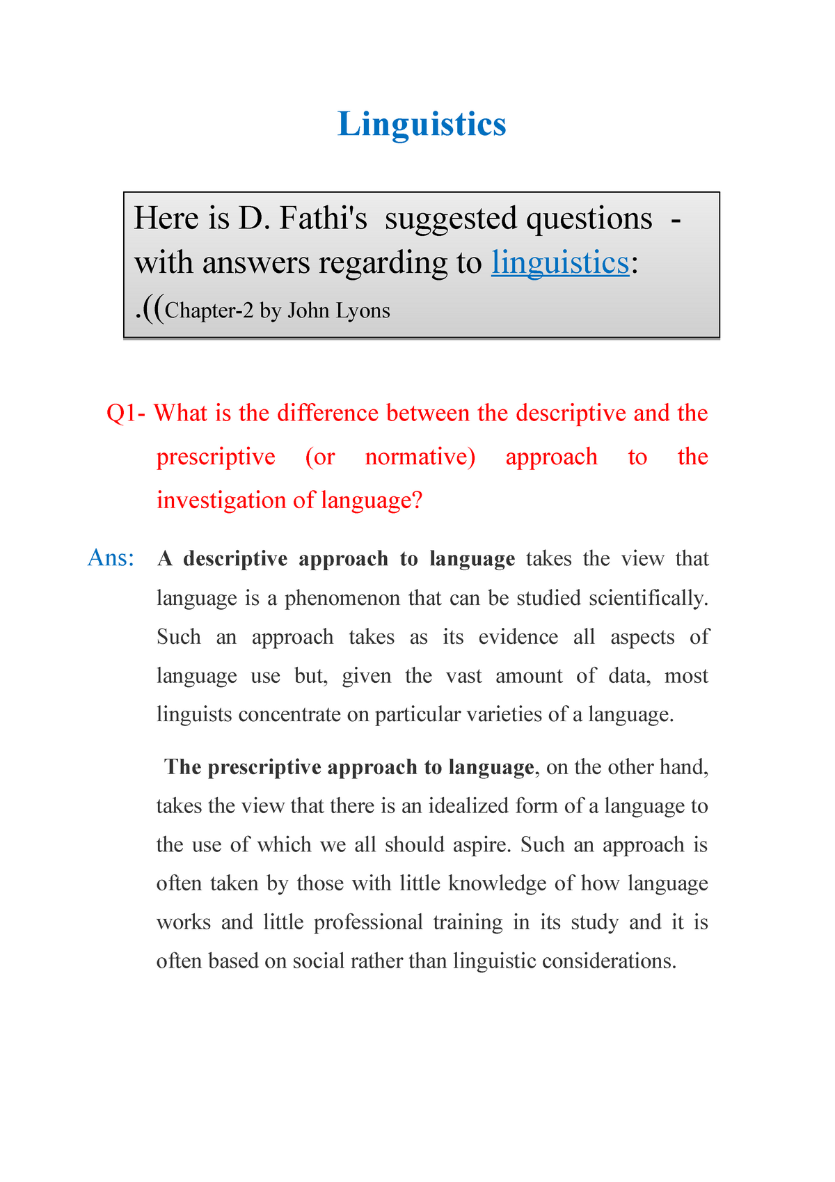 essay questions on linguistics