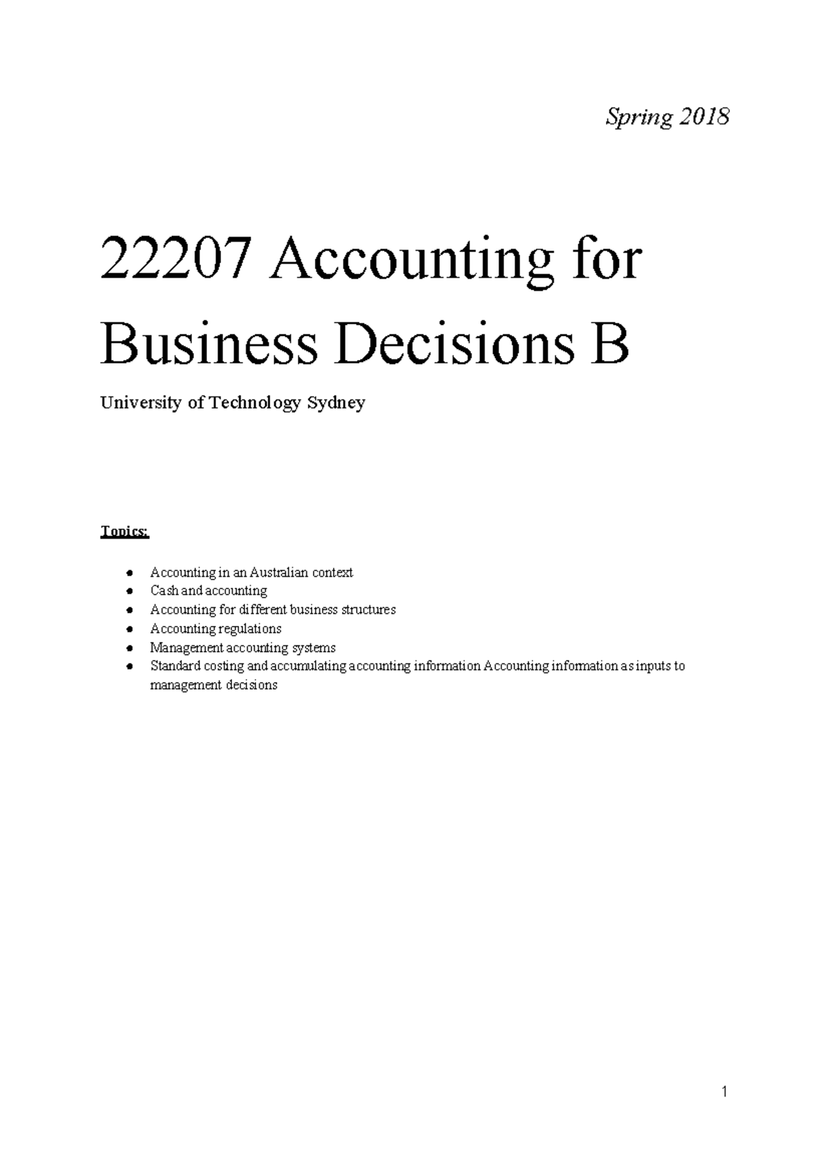 Detailed Accounting B Notes - Spring 2018 22207 Accounting For Business ...