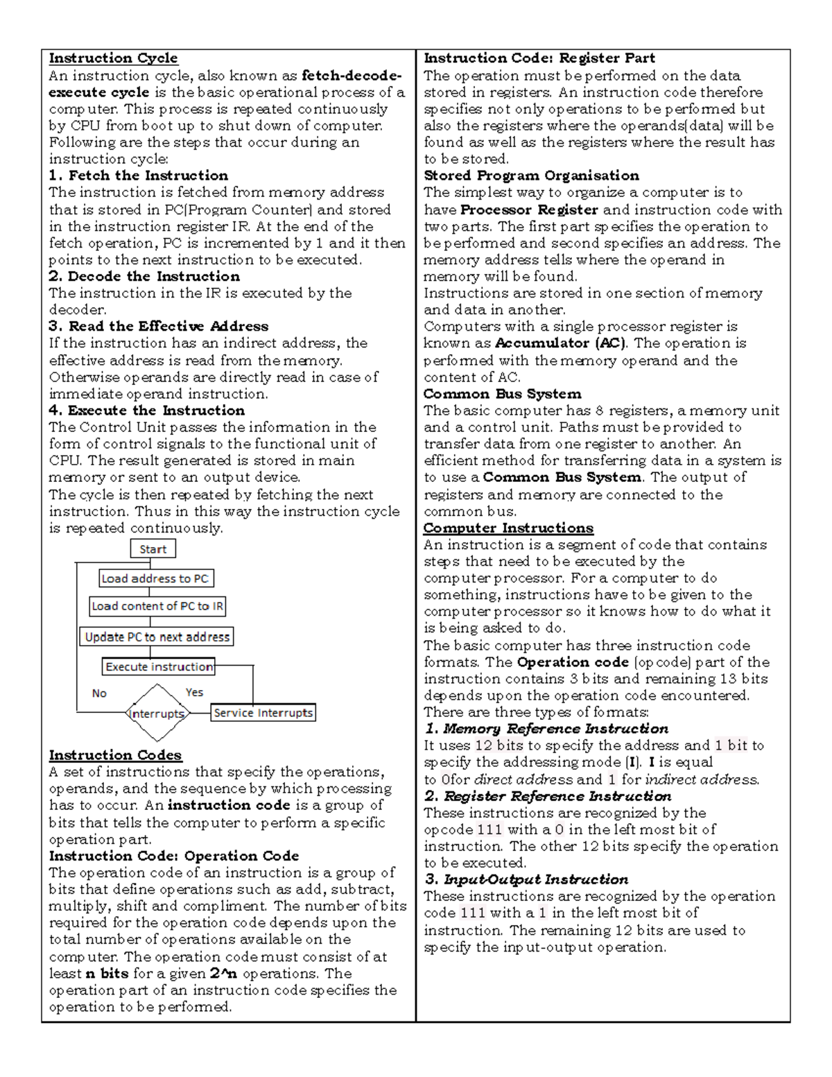 Computer Oranganisation Notes - Instruction Cycle An instruction cycle ...