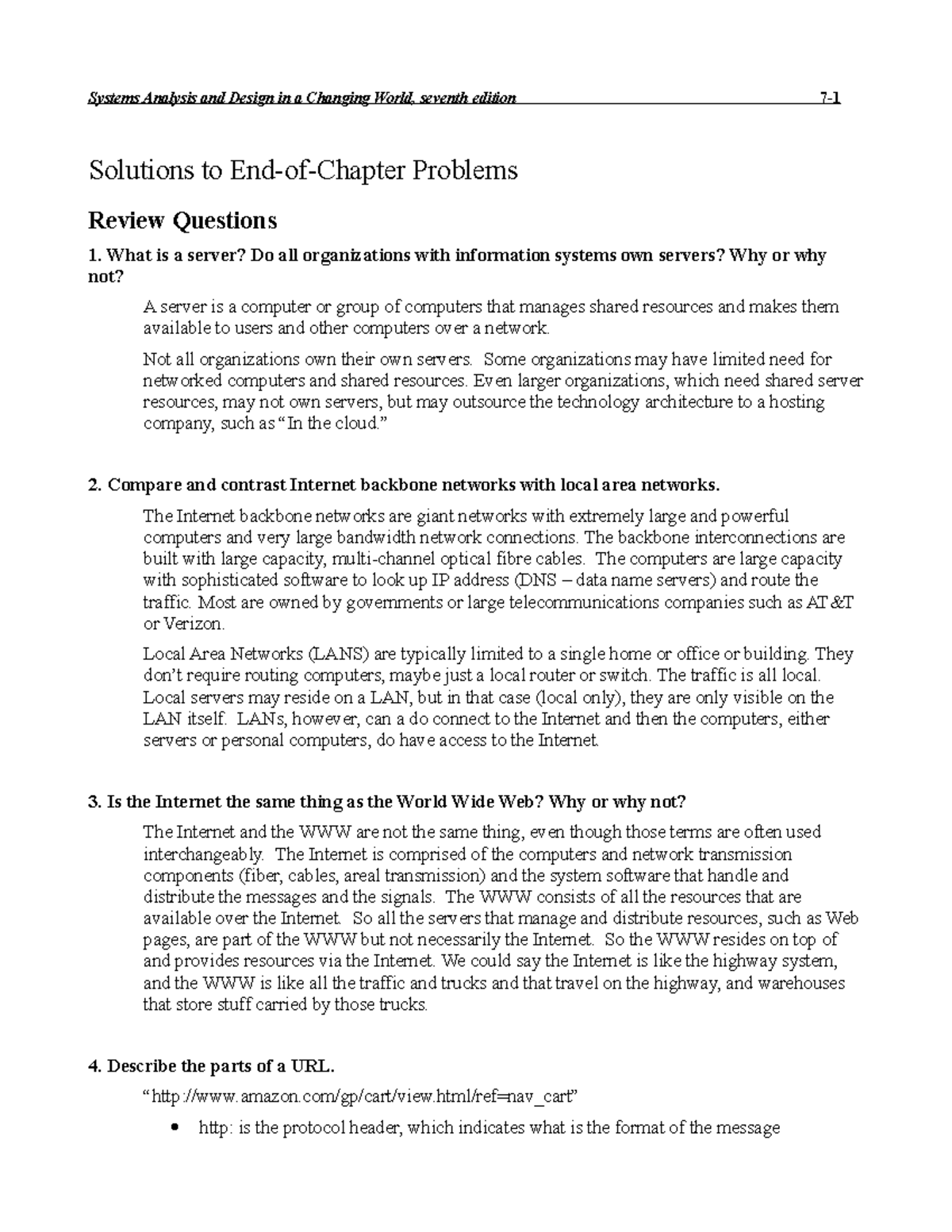 Tutorial 7 Answers Solutions To End of Chapter Problems Review