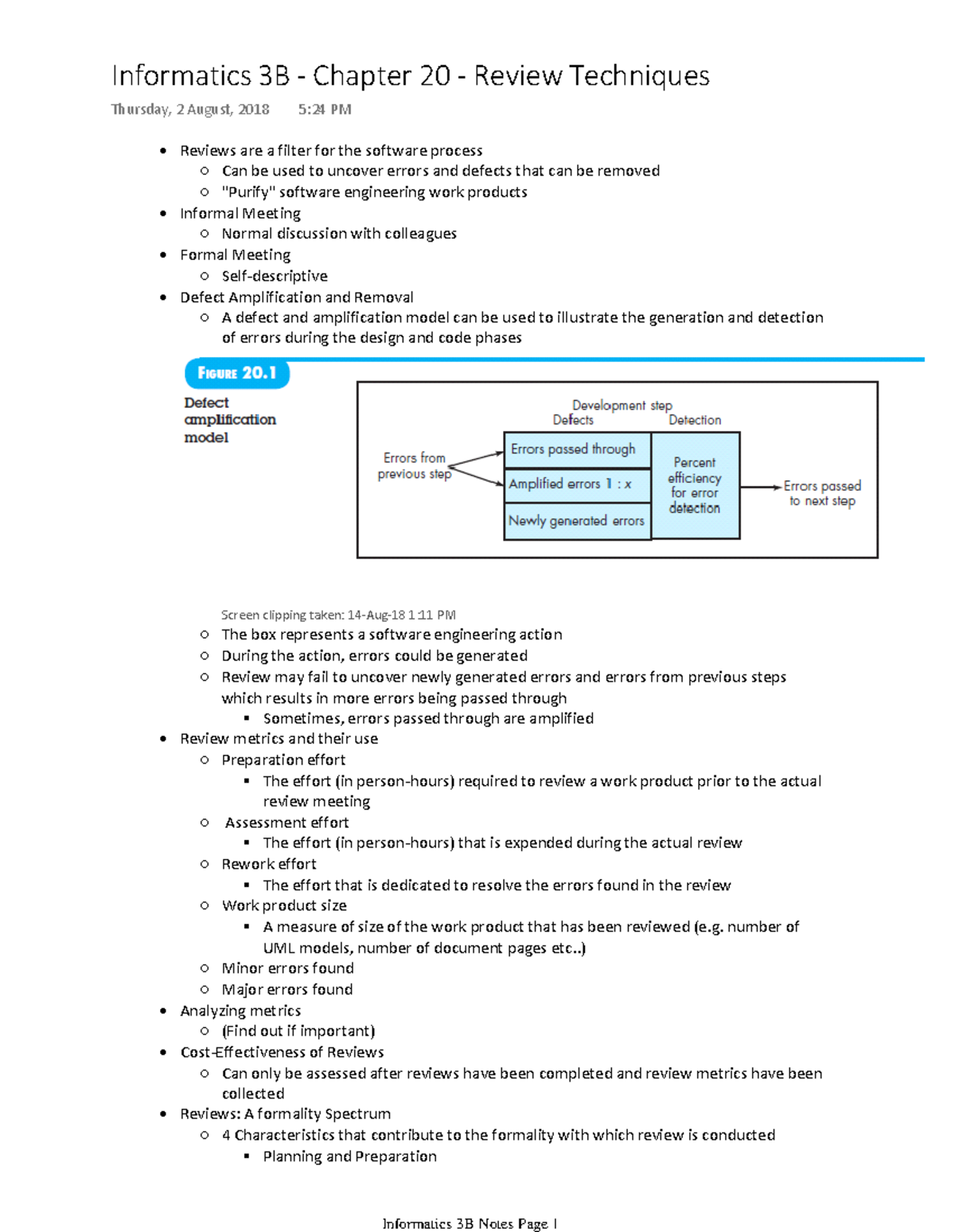 Informatics 3B - Chapter 20 - Review Techniques - Informatics 3B ...