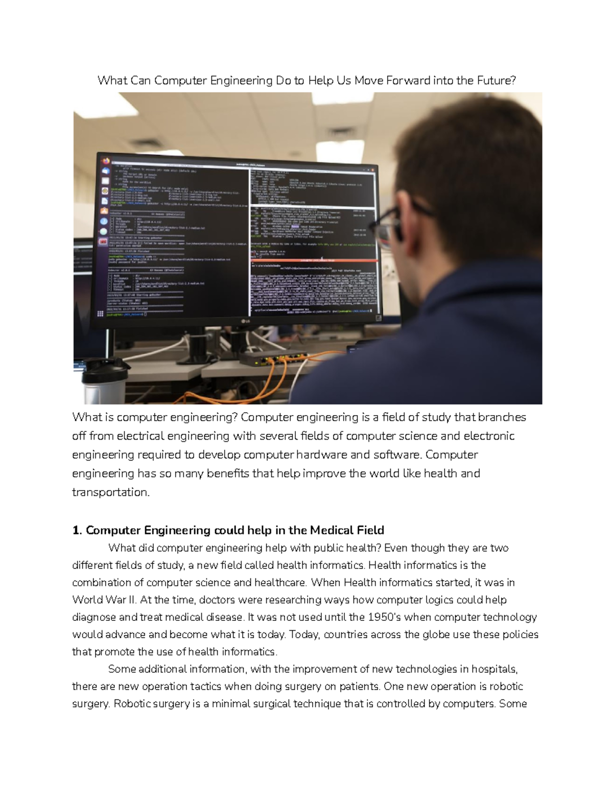 What Can Computer Engineering Do to Help Us Move Forward into the