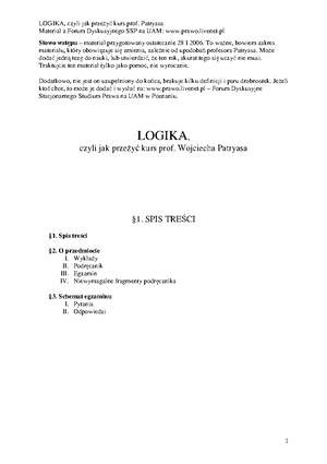 "Logika Praktyczna" Odpowiedzi Do Zadań - Zadania Z Rozdz. 1 1. Podaj ...