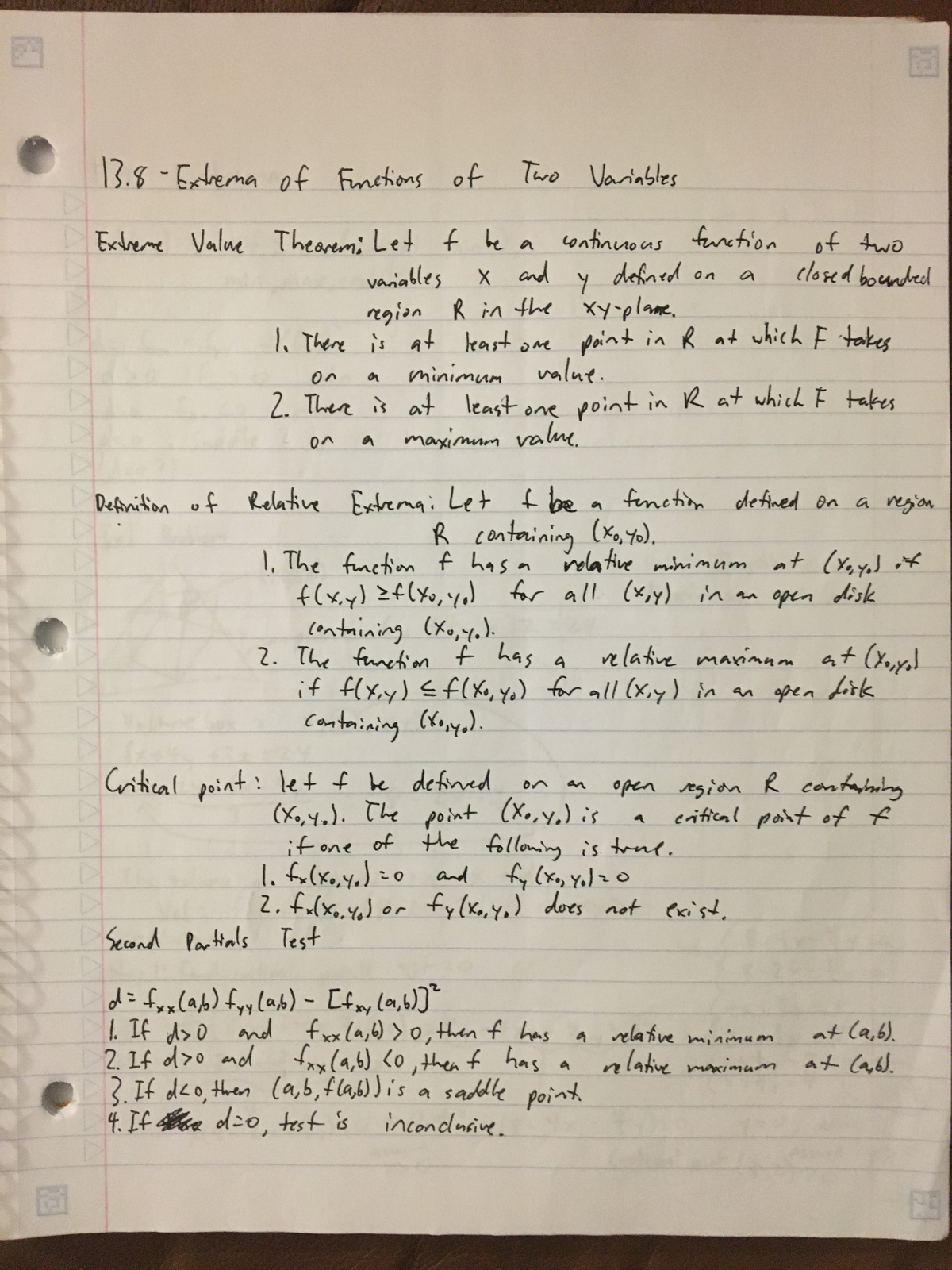 13.8 Extrema of Functions of Two Variables - MAT 203 - Studocu