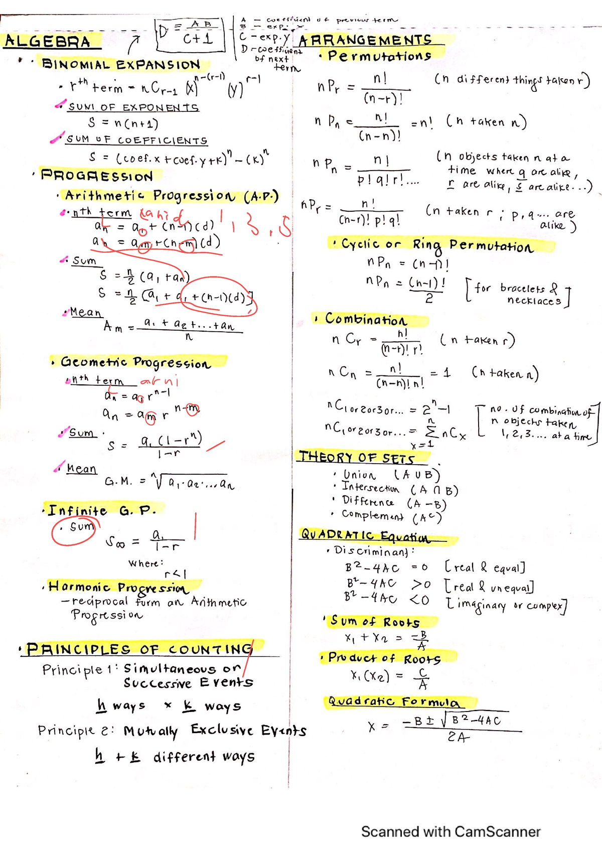 Mathematics & Engineering Sciences Formula Summary - Power Plant ...