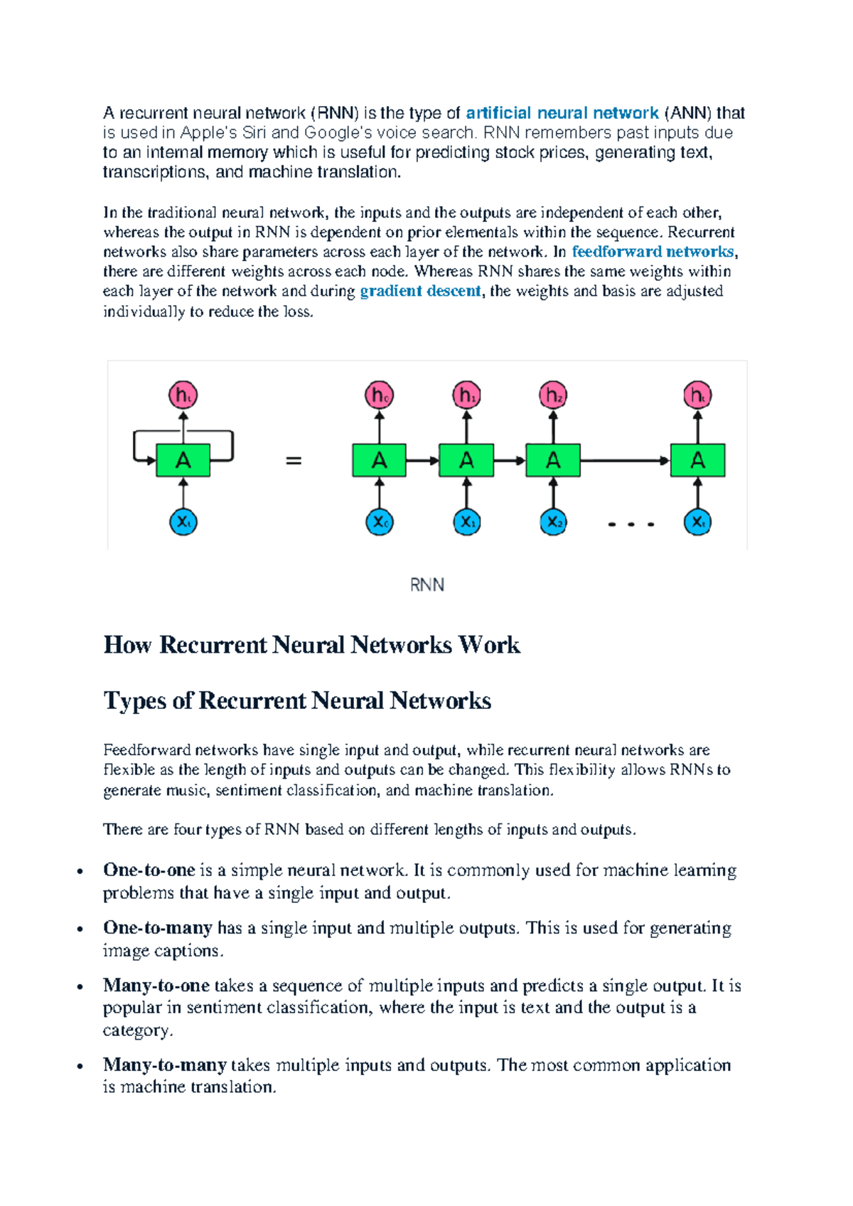 neural network , CNN , RNN , kohenan model - A recurrent neural network ...