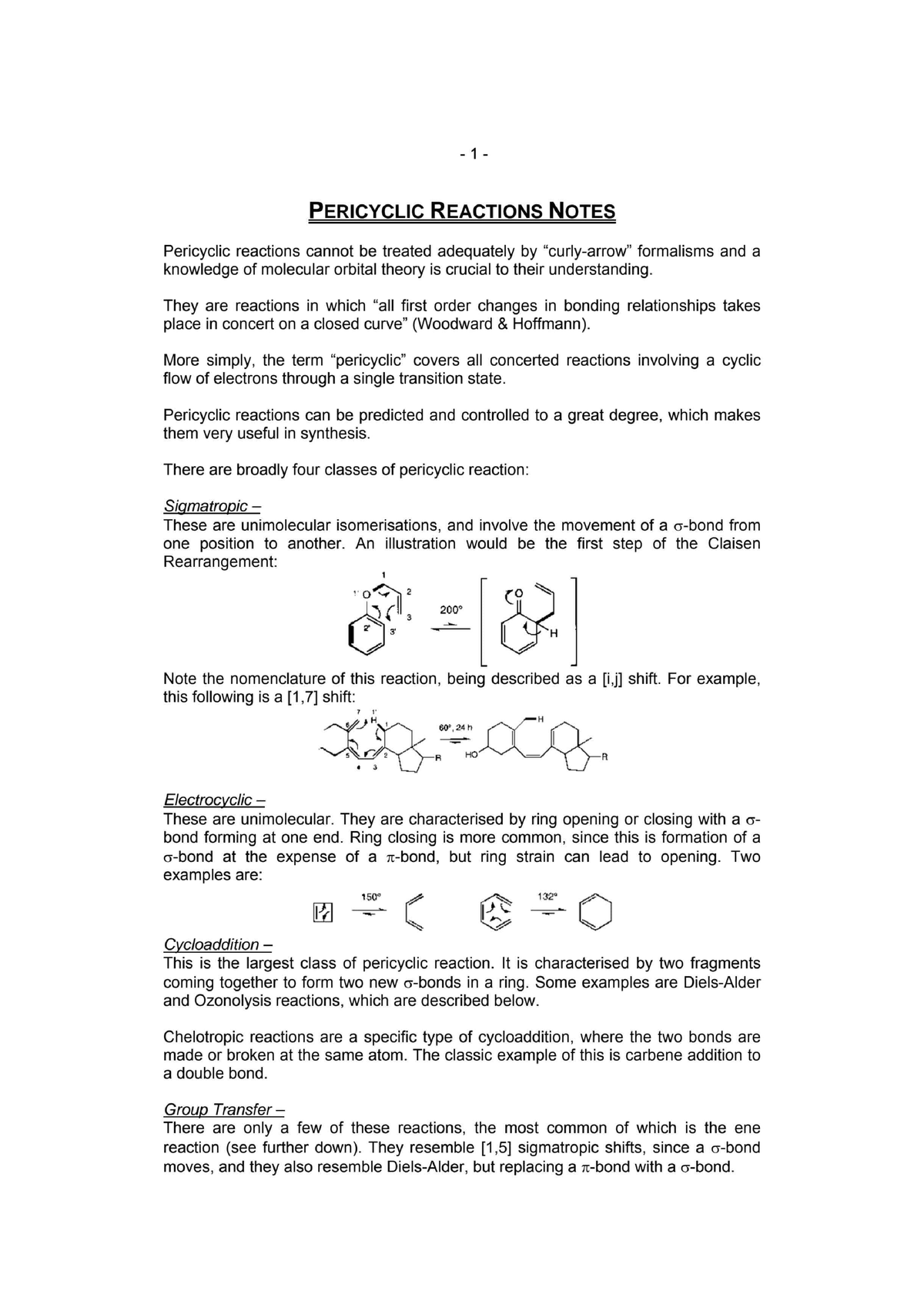 Pericyclic- Reactions- Notes-28p - Organic Chemistry - Studocu