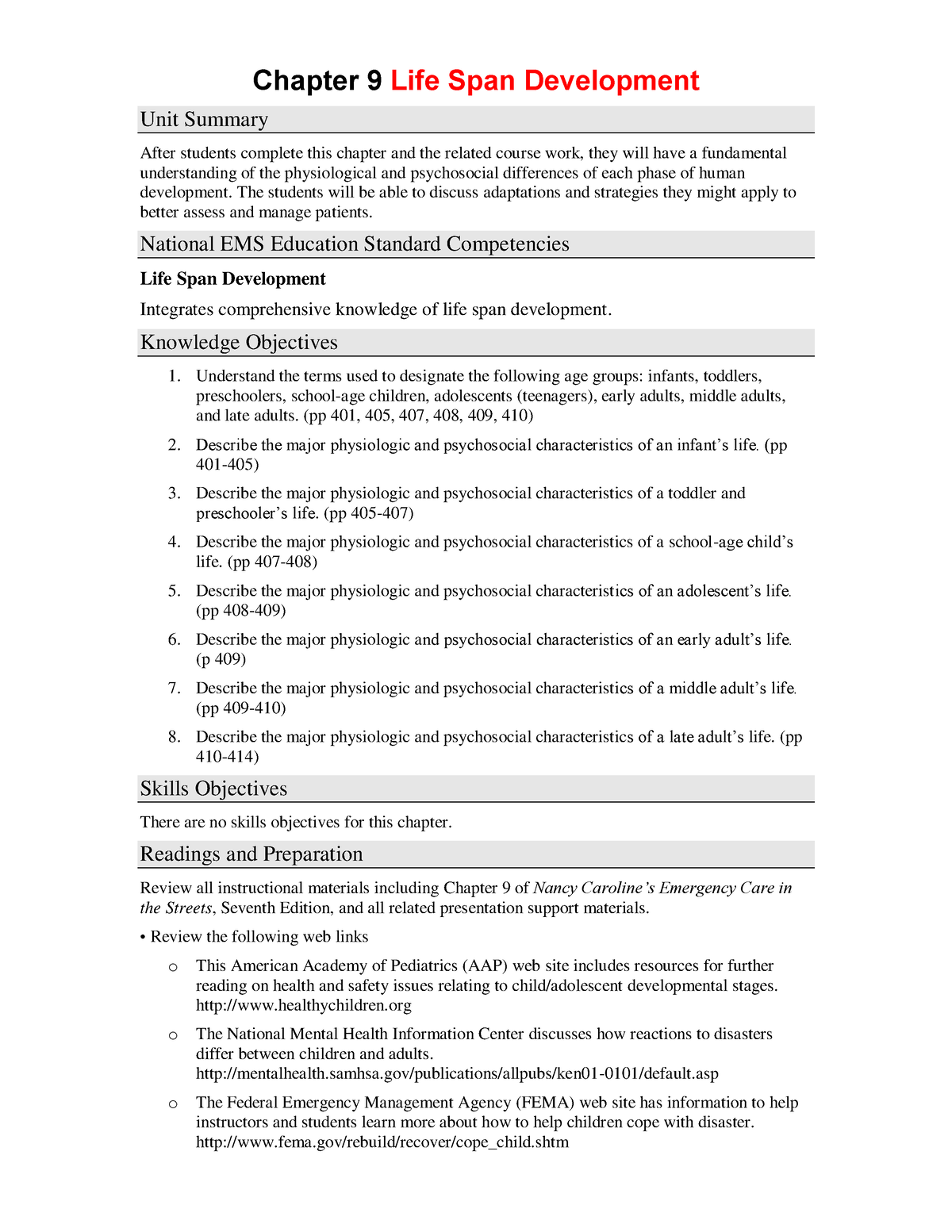 Ch09 Life Span Development - Chapter 9 Life Span Development Unit ...