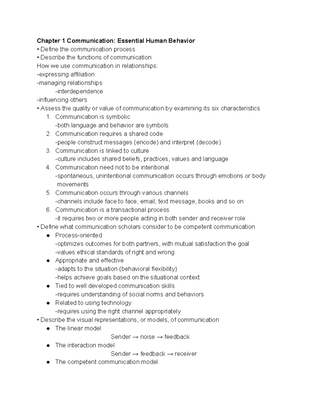 Communcations Study Guide - Chapter 1 Communication: Essential Human ...